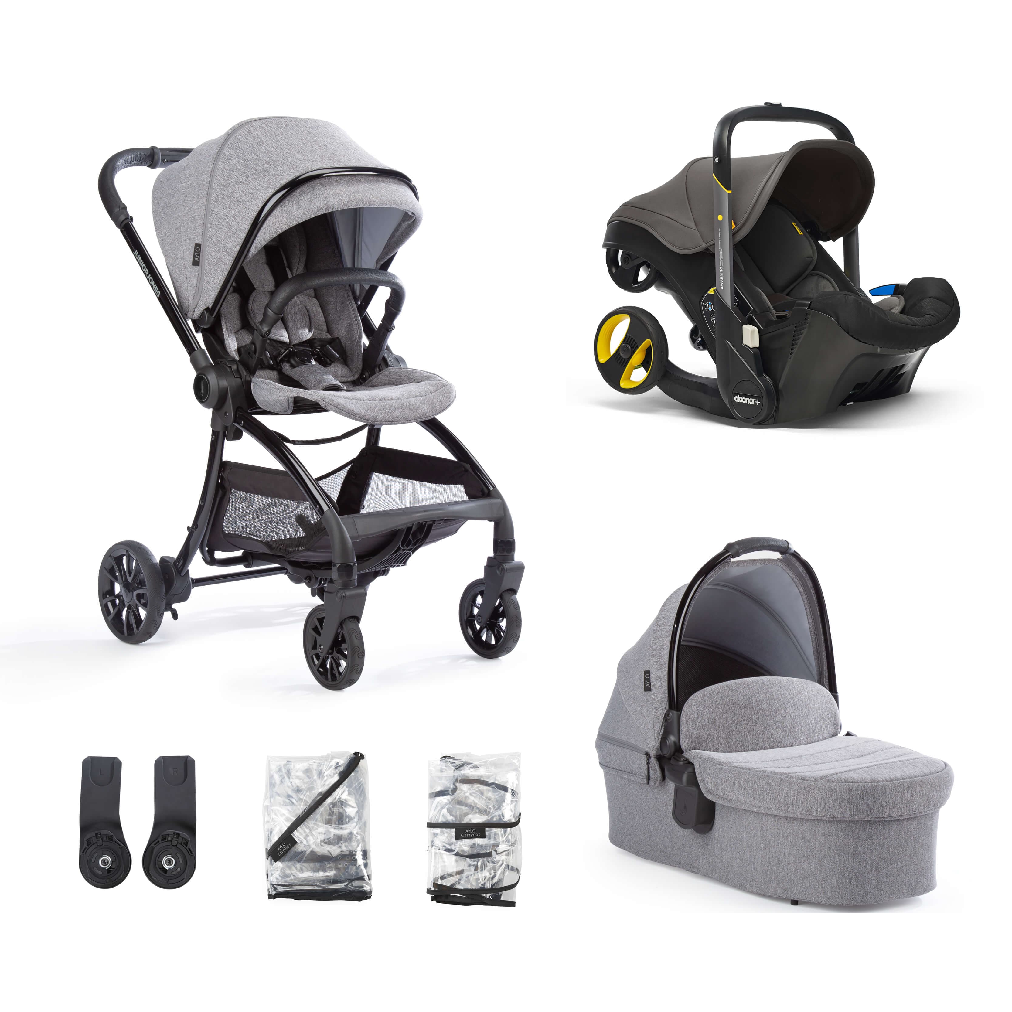 Junior Jones Aylo Grey Marl 6pc Travel System inc Doona Urban Grey Car Seat -  | For Your Little One