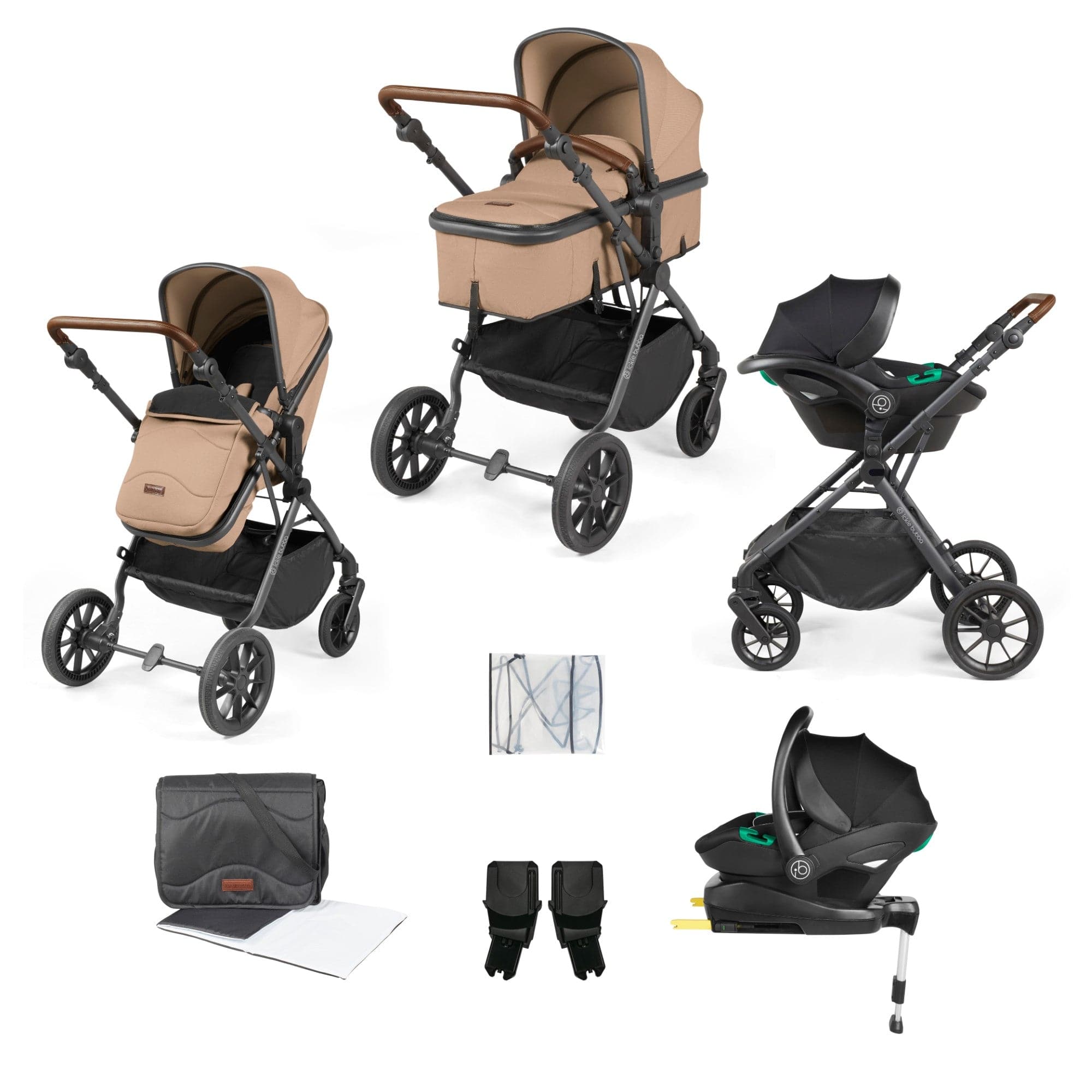 Ickle Bubba Cosmo I-Size Travel System With Stratus Car Seat & Isofix Base - Desert - For Your Little One