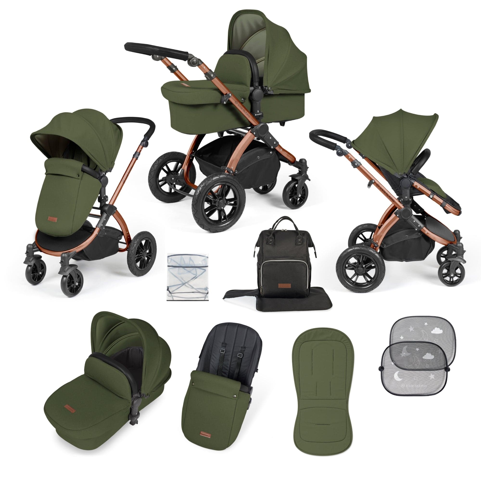 Ickle Bubba Stomp Luxe 2 in 1 Pushchair - Bronze / Woodland / Black   