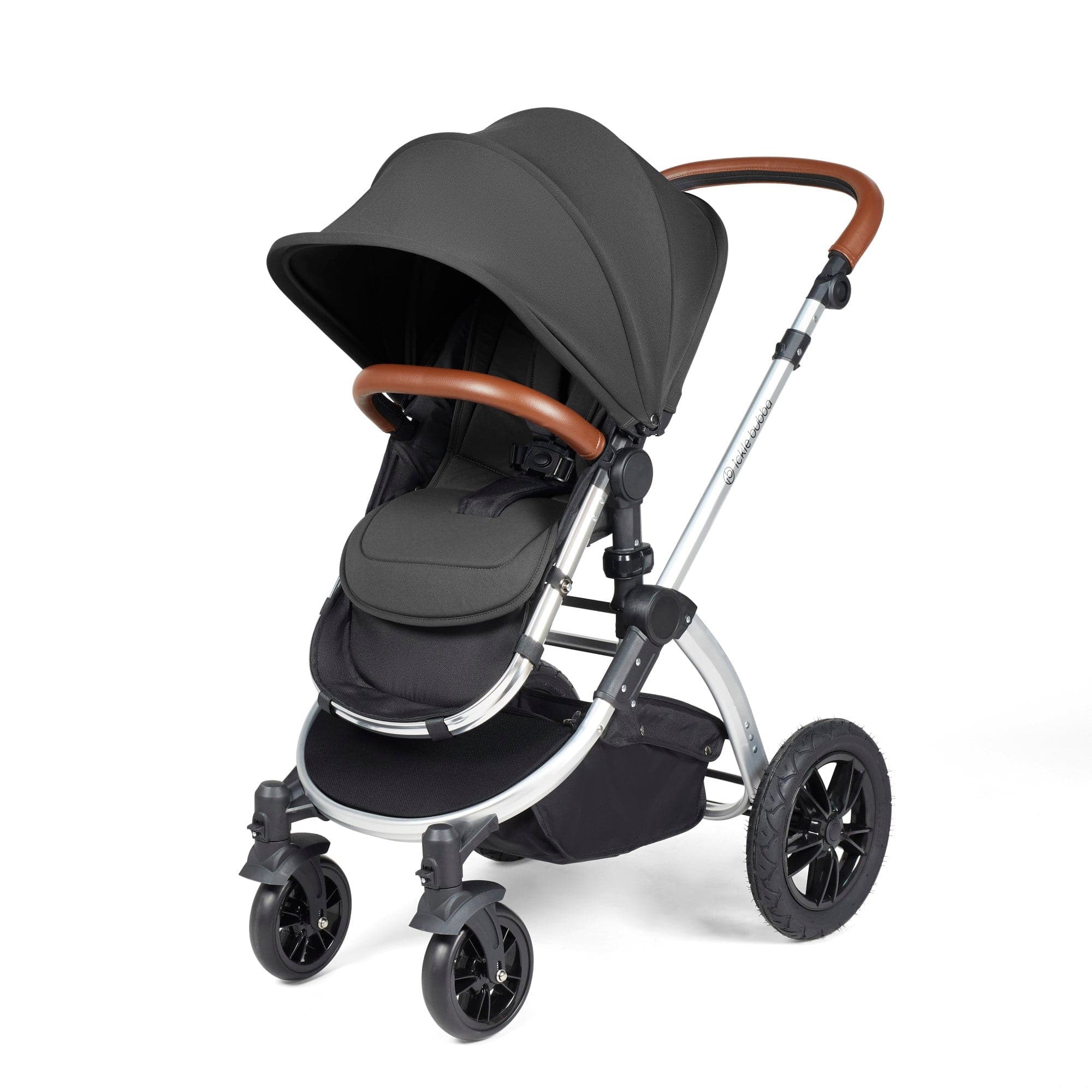 Ickle Bubba Stomp Luxe 2 in 1 Pushchair - Silver / Charcoal Grey / Tan   