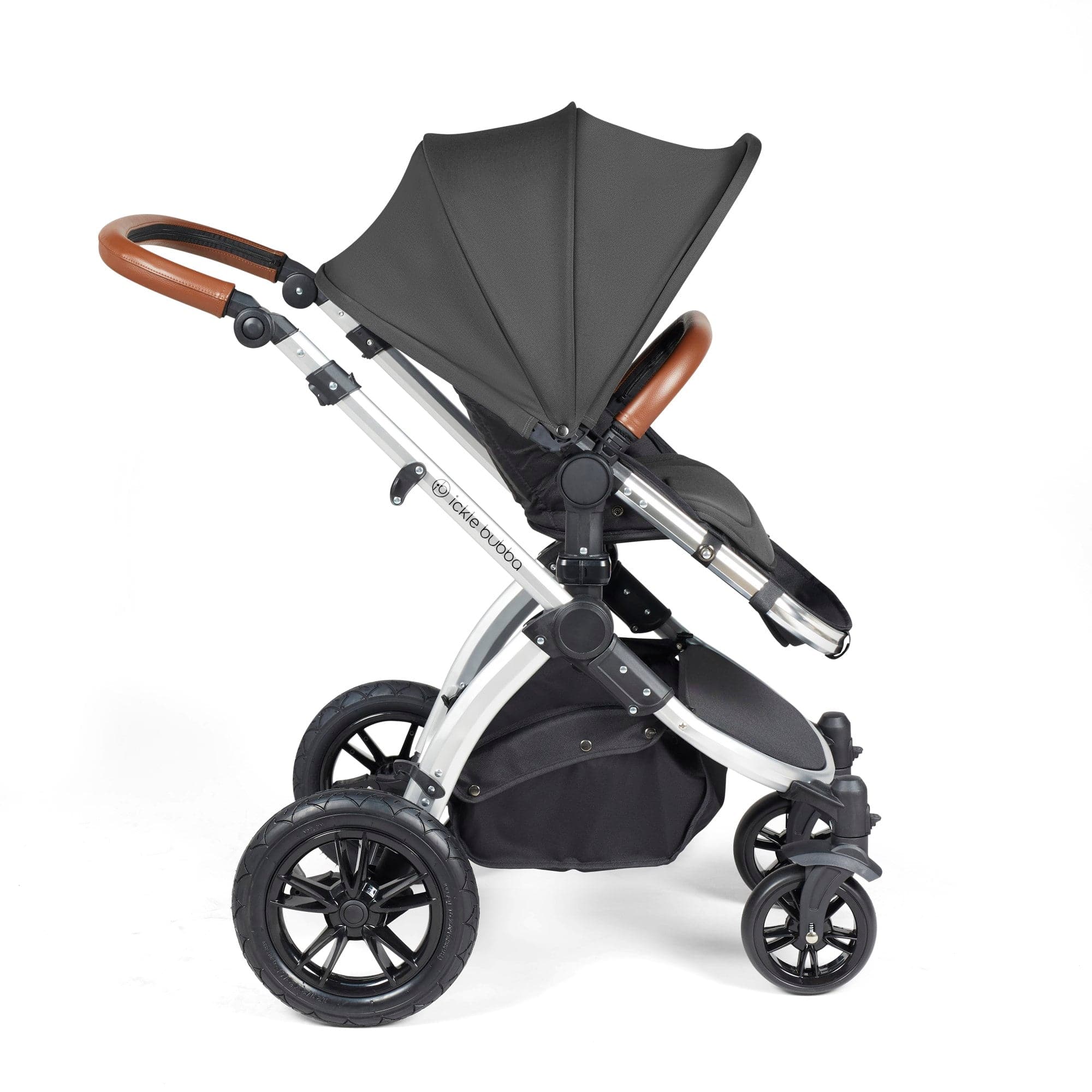 Ickle Bubba Stomp Luxe 2 in 1 Pushchair - Silver / Charcoal Grey / Tan   