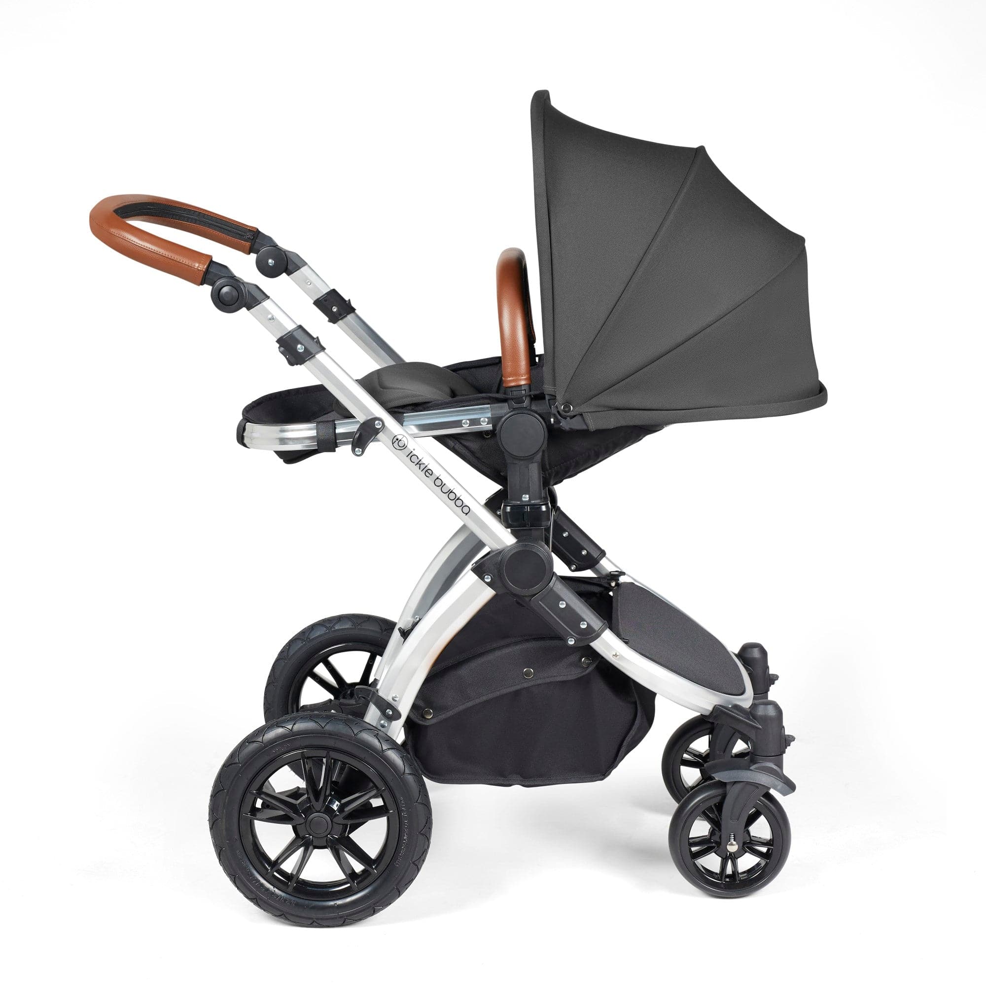 Ickle Bubba Stomp Luxe 2 in 1 Pushchair - Silver / Charcoal Grey / Tan   