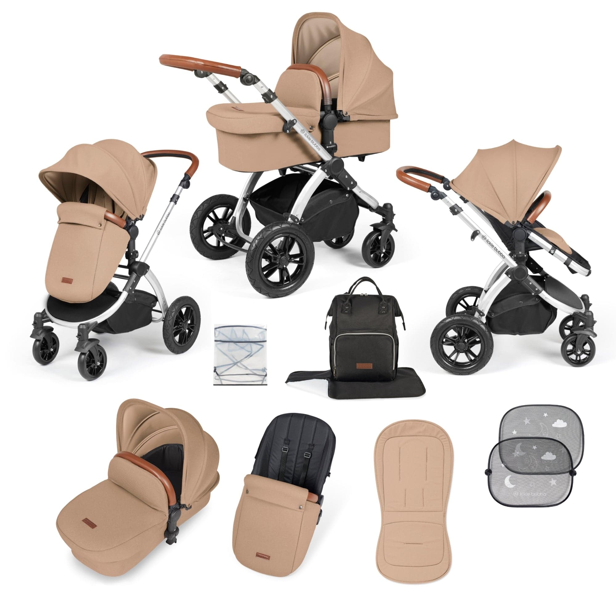 Ickle Bubba Stomp Luxe 2 in 1 Pushchair - Silver / Desert / Tan   