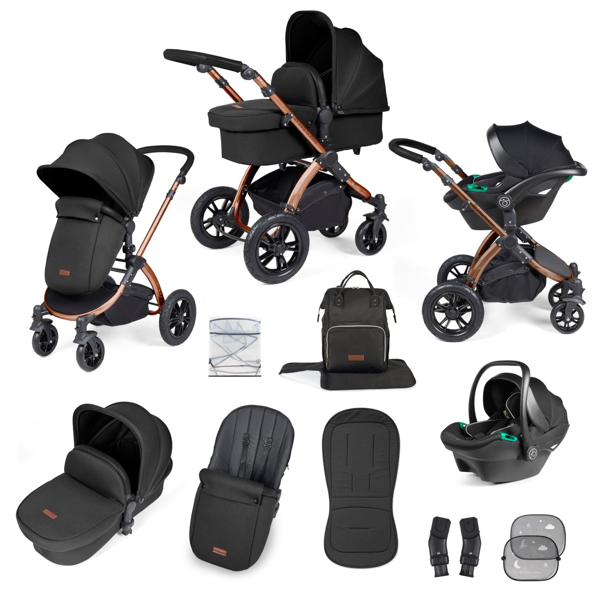 Ickle Bubba Stomp Luxe All-In-One I-Size Travel System With Isofix Base - Bronze / Midnight / Black - For Your Little One