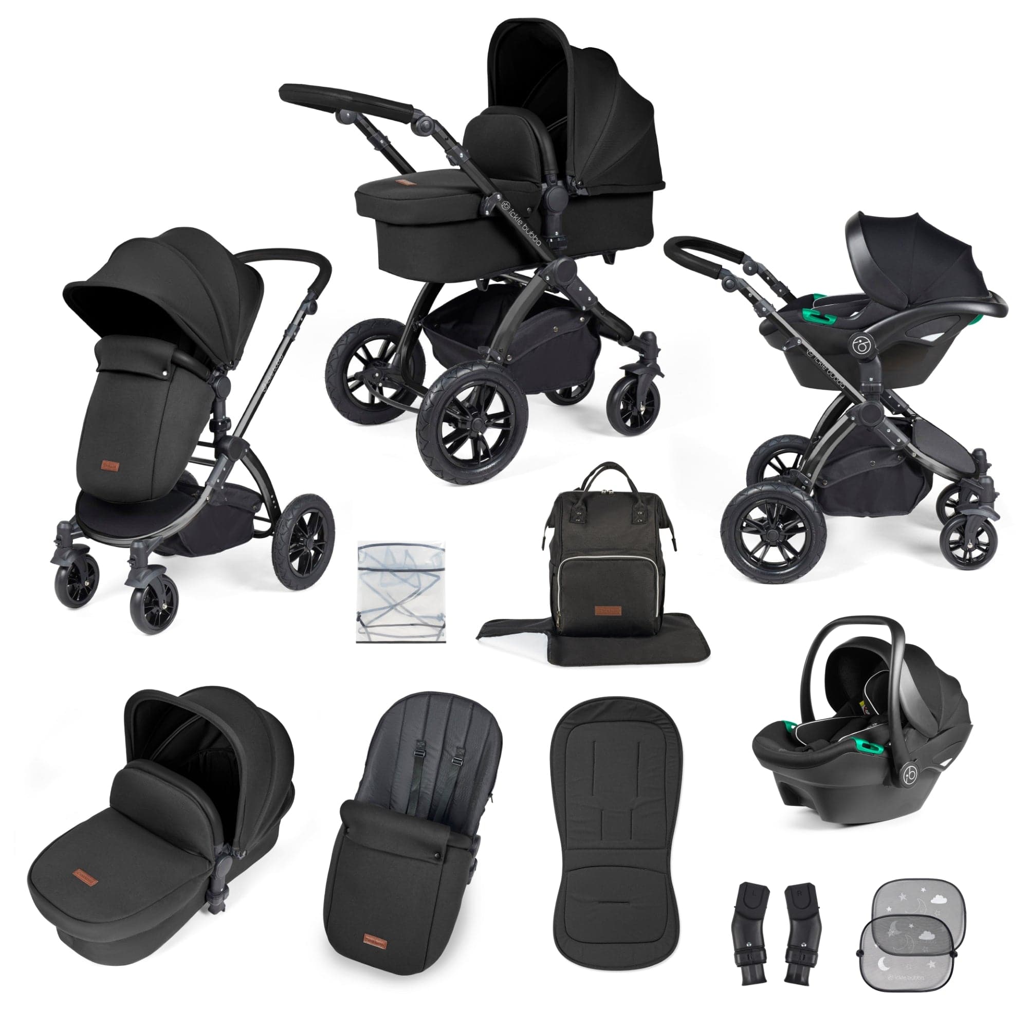 Ickle Bubba Stomp Luxe All-In-One I-Size Travel System - Black / Midnight / Black   