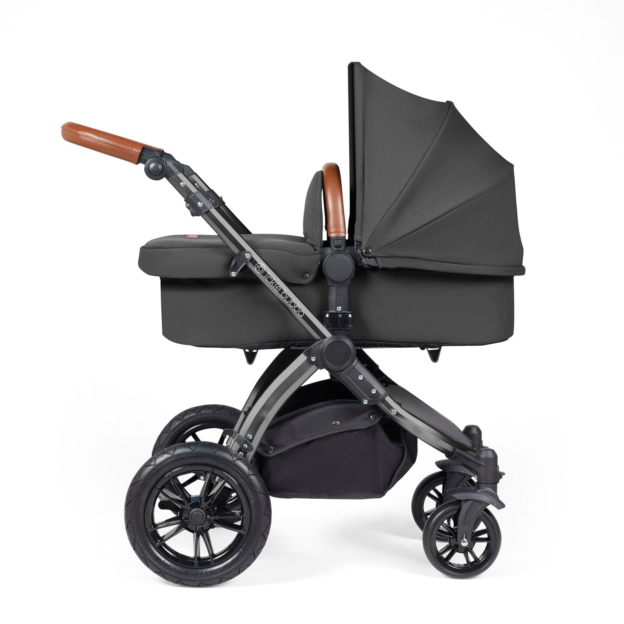 Ickle Bubba Stomp Luxe All-in-One I-Size Travel System With Isofix Base - Black / Charcoal Grey / Tan -  | For Your Little One