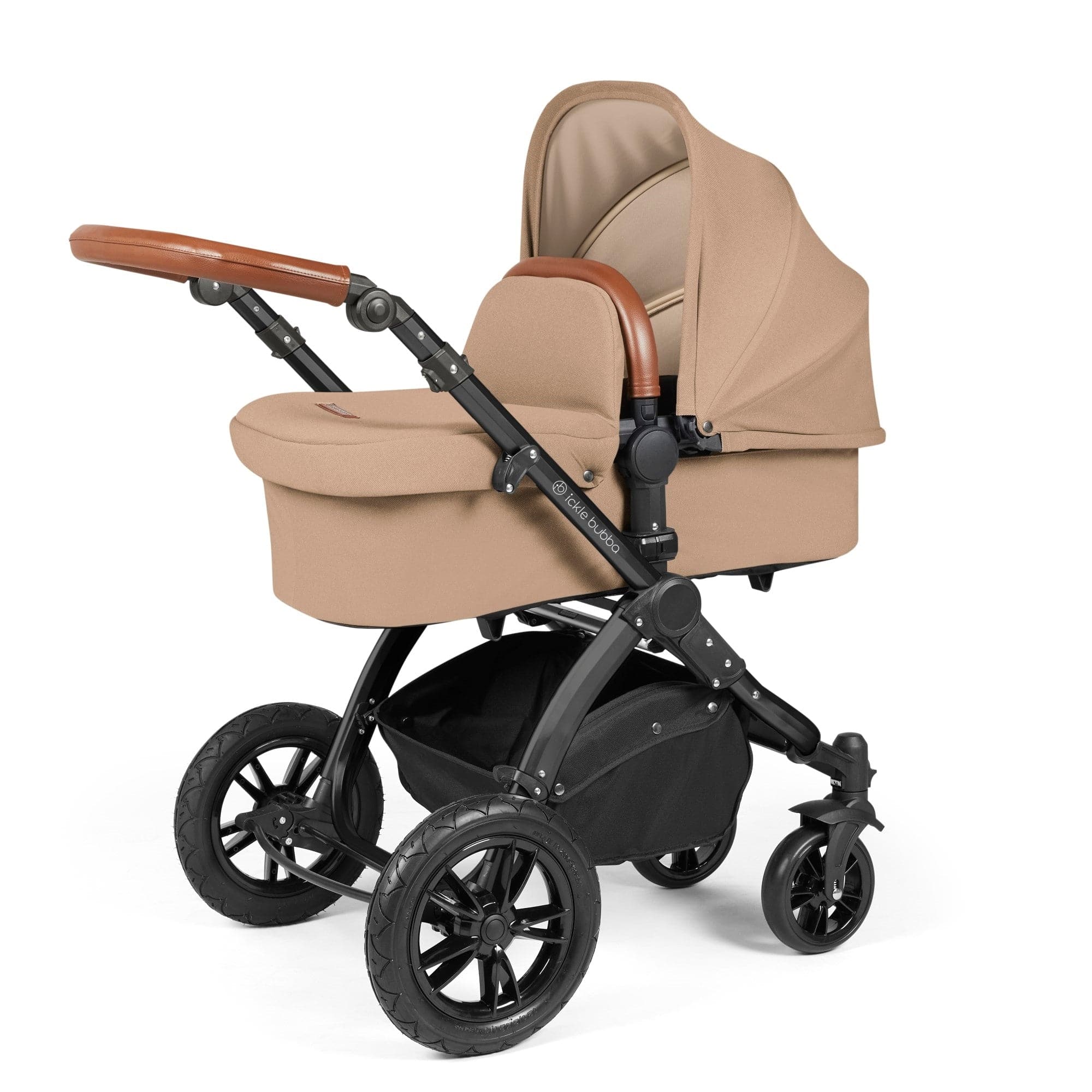 Ickle Bubba Stomp Luxe All-in-One I-Size Travel System With Isofix Base - Black / Desert / Tan - For Your Little One