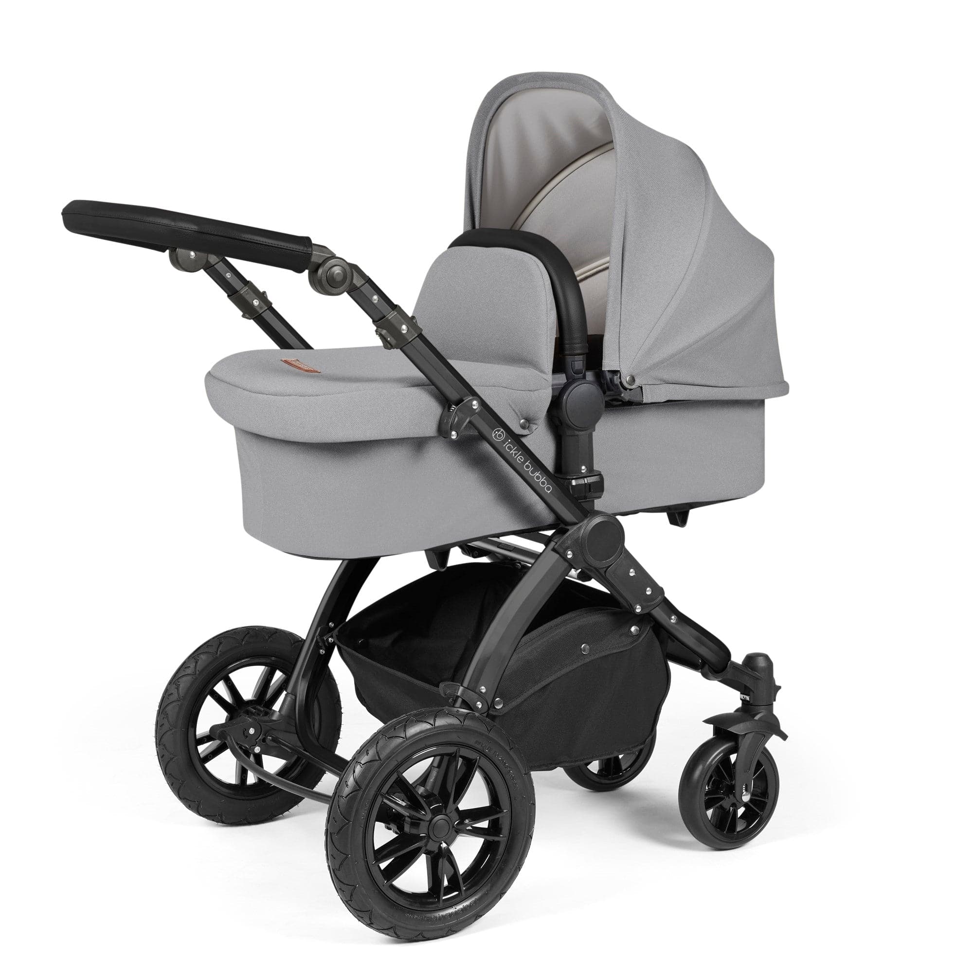 Ickle Bubba Stomp Luxe All-In-One I-Size Travel System With Isofix Base- Black / Pearl Grey / Black   