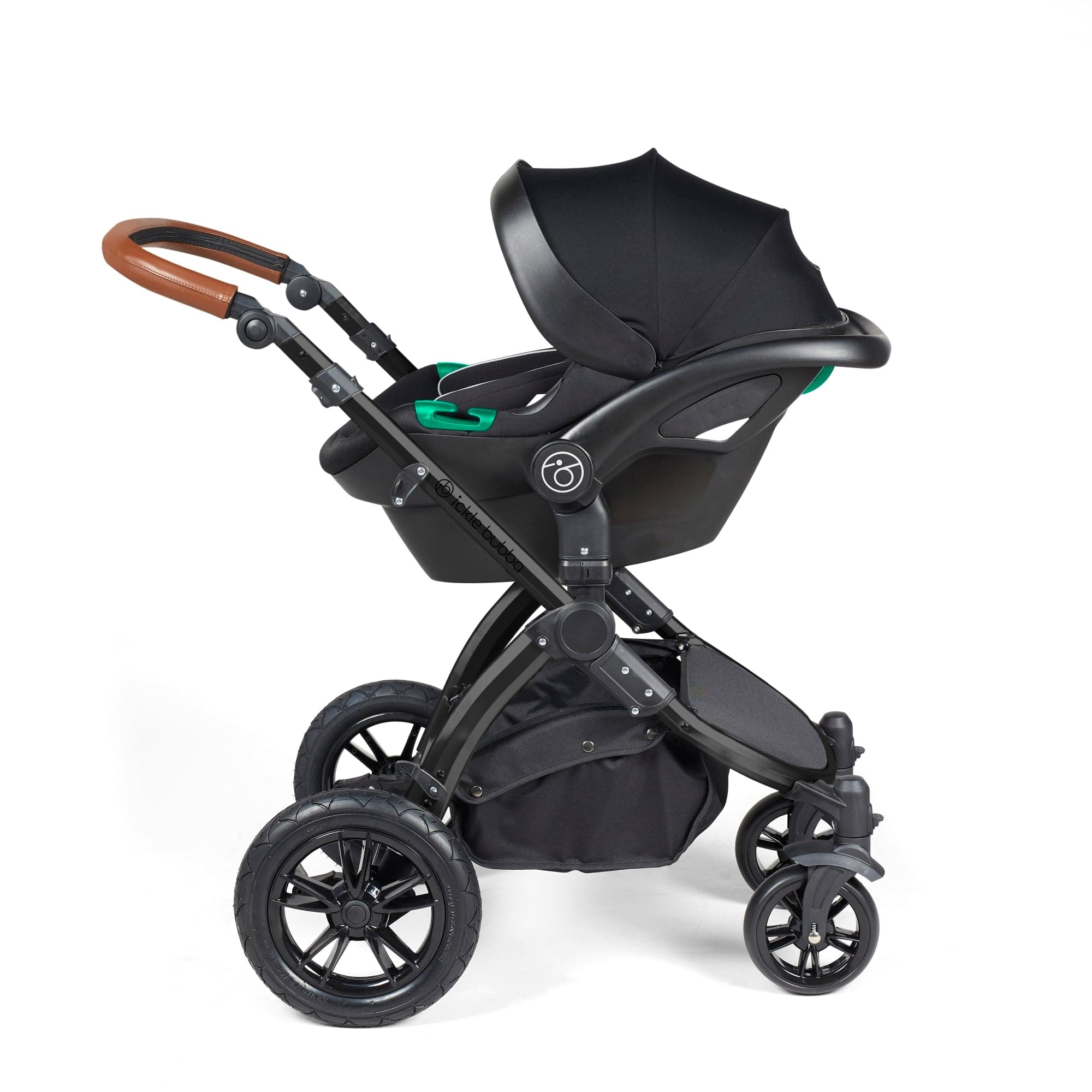 Ickle Bubba Stomp Luxe All-in-One I-Size Travel System With Isofix Base - Black / Pearl Grey / Tan -  | For Your Little One