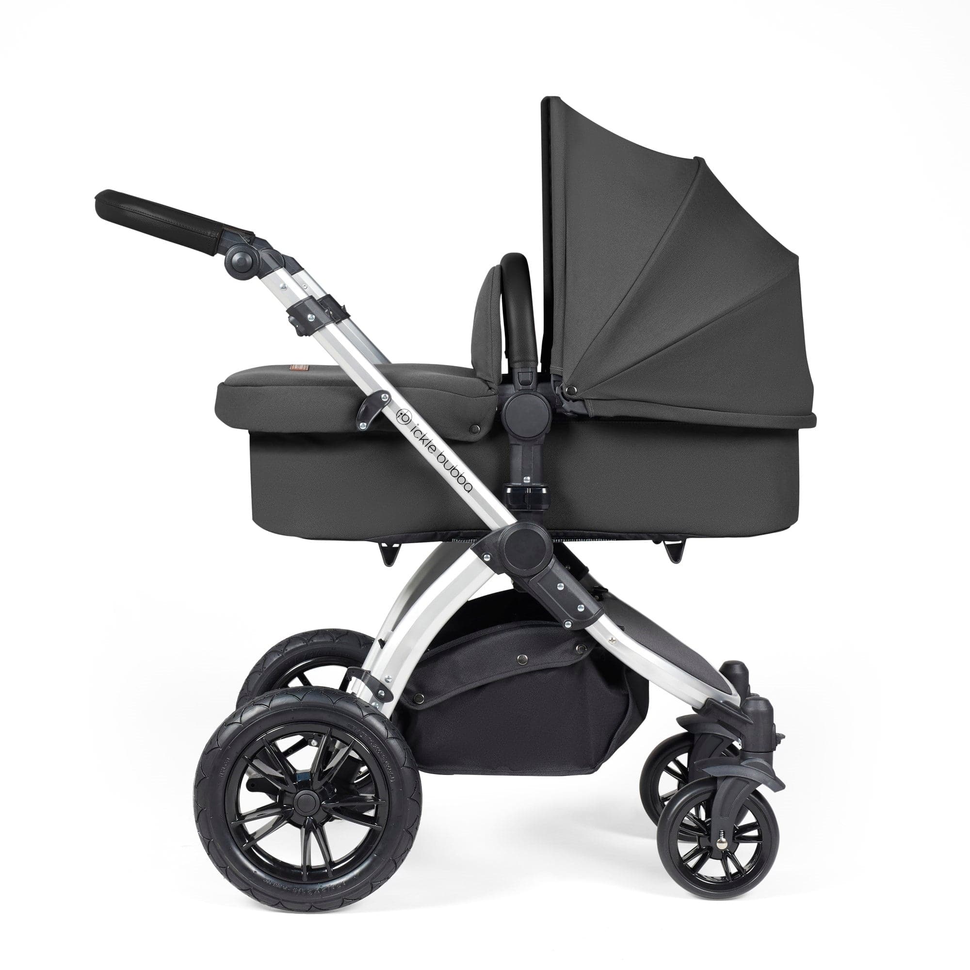 Ickle Bubba Stomp Luxe All-In-One I-Size Travel System With Isofix Base - Silver / Charcoal Grey / Black   