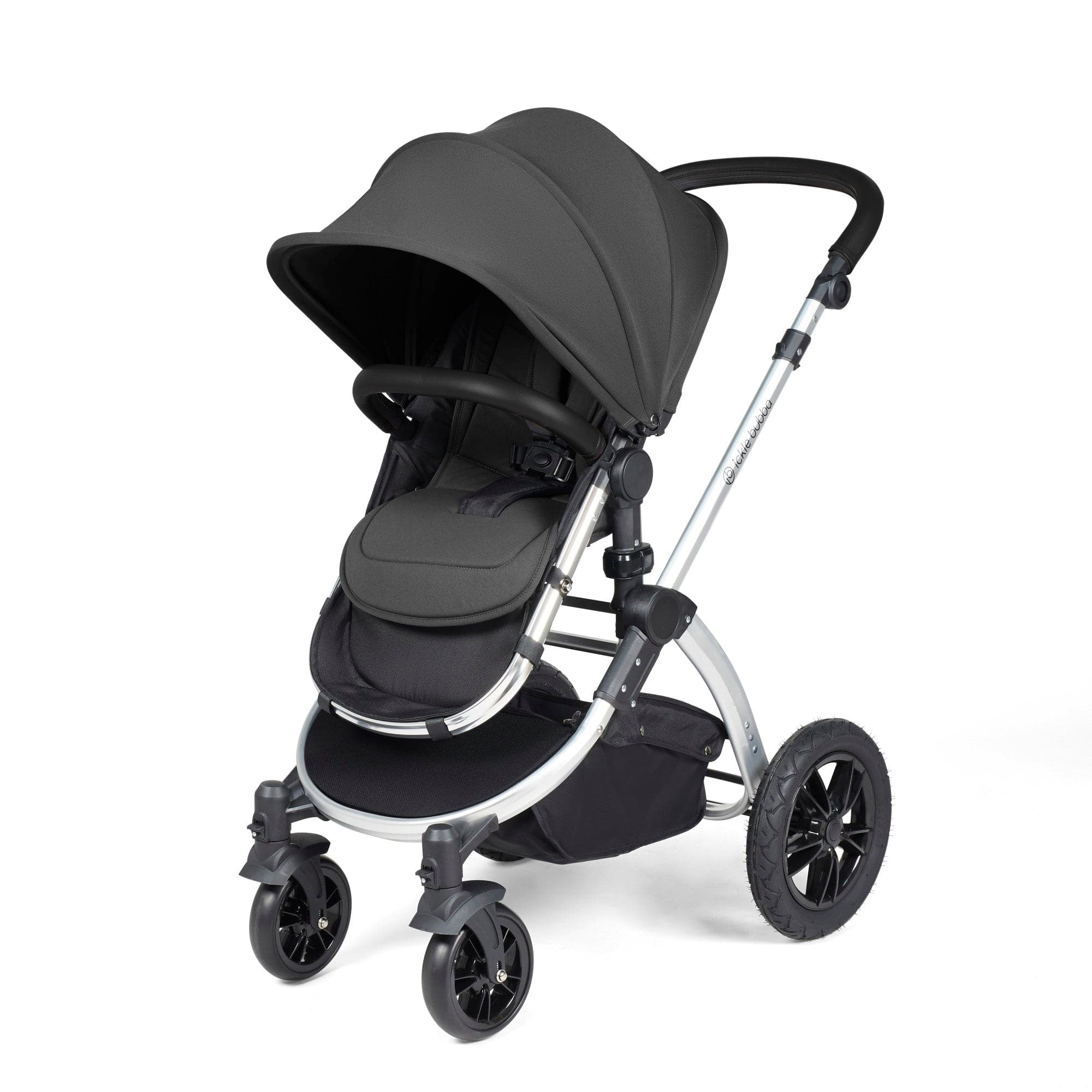 Ickle Bubba Stomp Luxe All-In-One I-Size Travel System With Isofix Base - Silver / Charcoal Grey / Black   