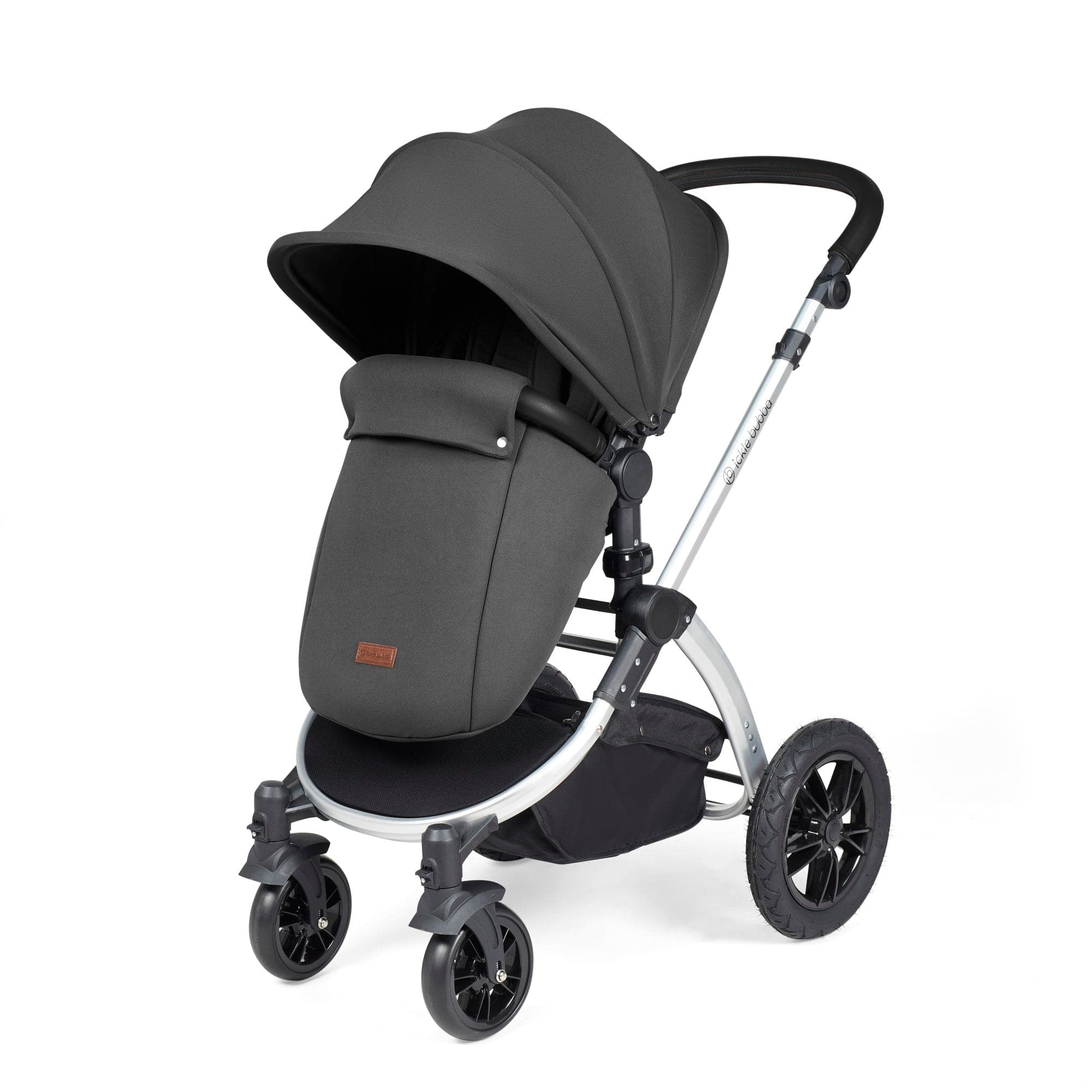 Ickle Bubba Stomp Luxe All-In-One I-Size Travel System With Isofix Base - Silver / Charcoal Grey / Black   