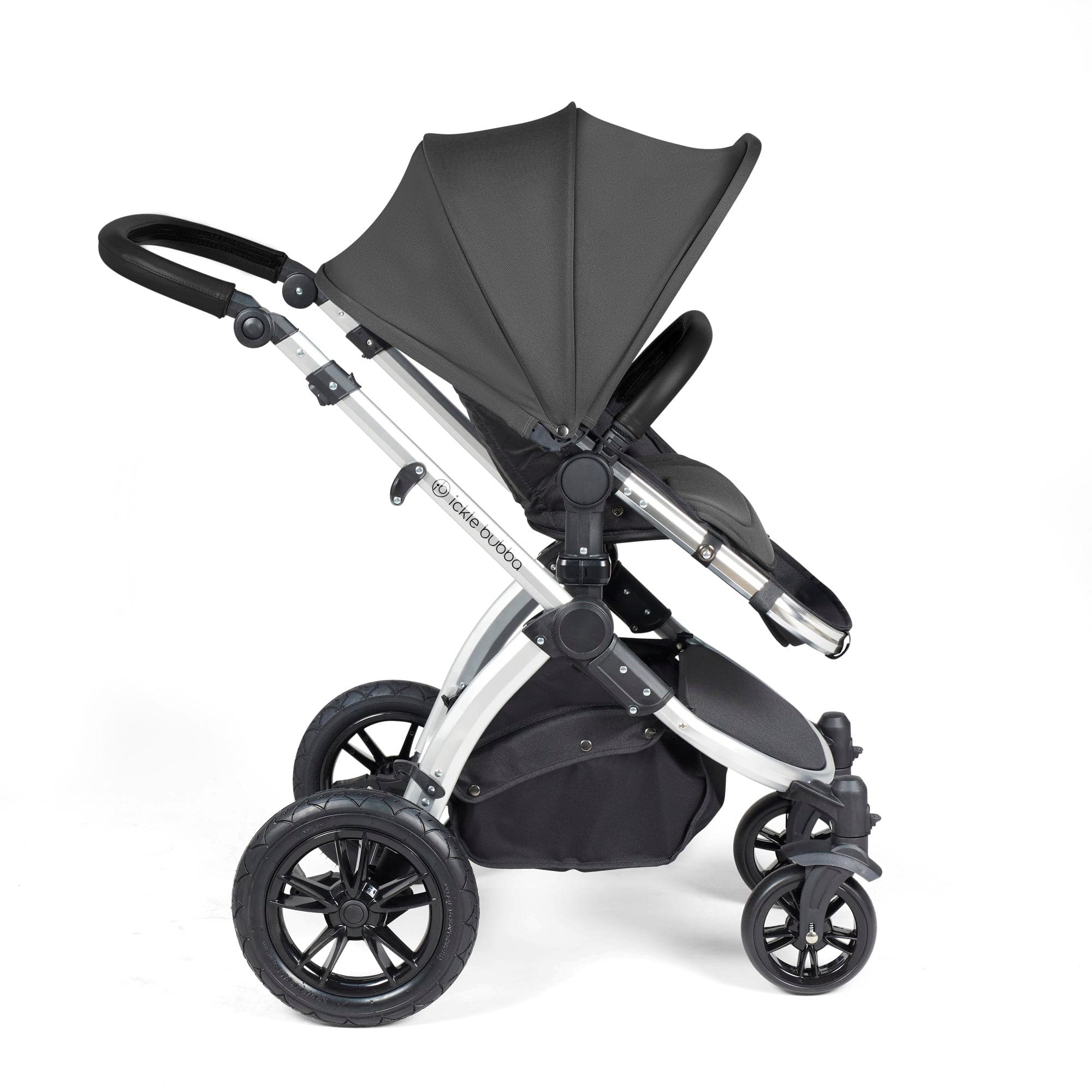 Ickle Bubba Stomp Luxe All-In-One I-Size Travel System With Isofix Base - Silver / Charcoal Grey / Black   