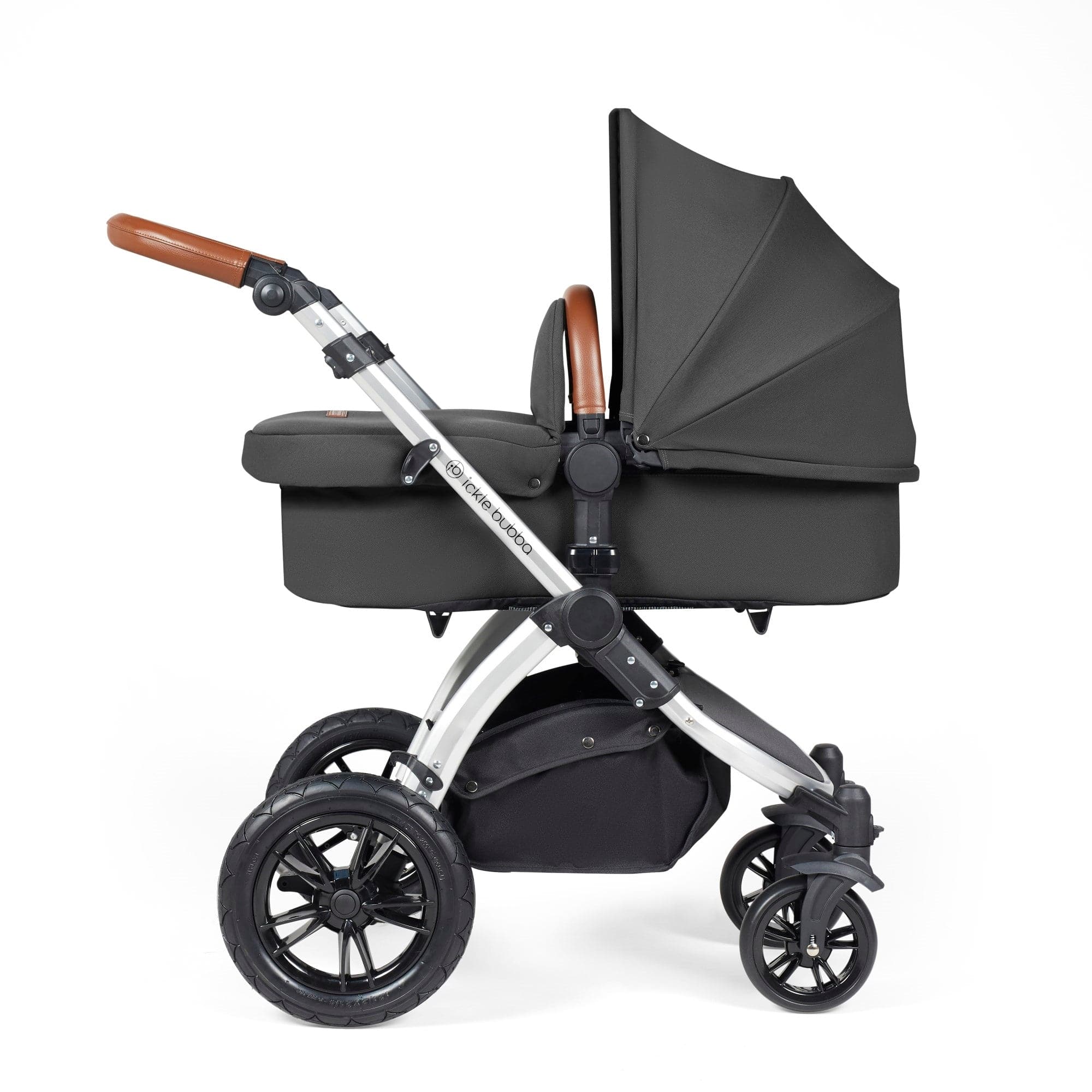 Ickle Bubba Stomp Luxe All-in-One I-Size Travel System With Isofix Base - Silver / Charcoal Grey / Tan - For Your Little One