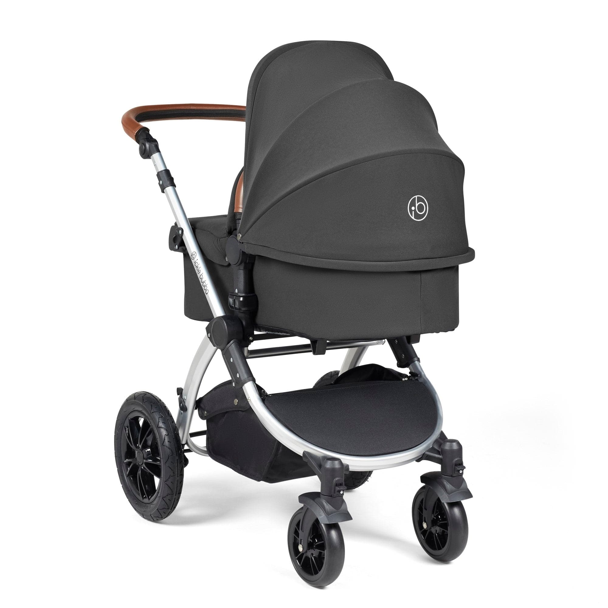 Ickle Bubba Stomp Luxe All-in-One I-Size Travel System With Isofix Base - Silver / Charcoal Grey / Tan - For Your Little One