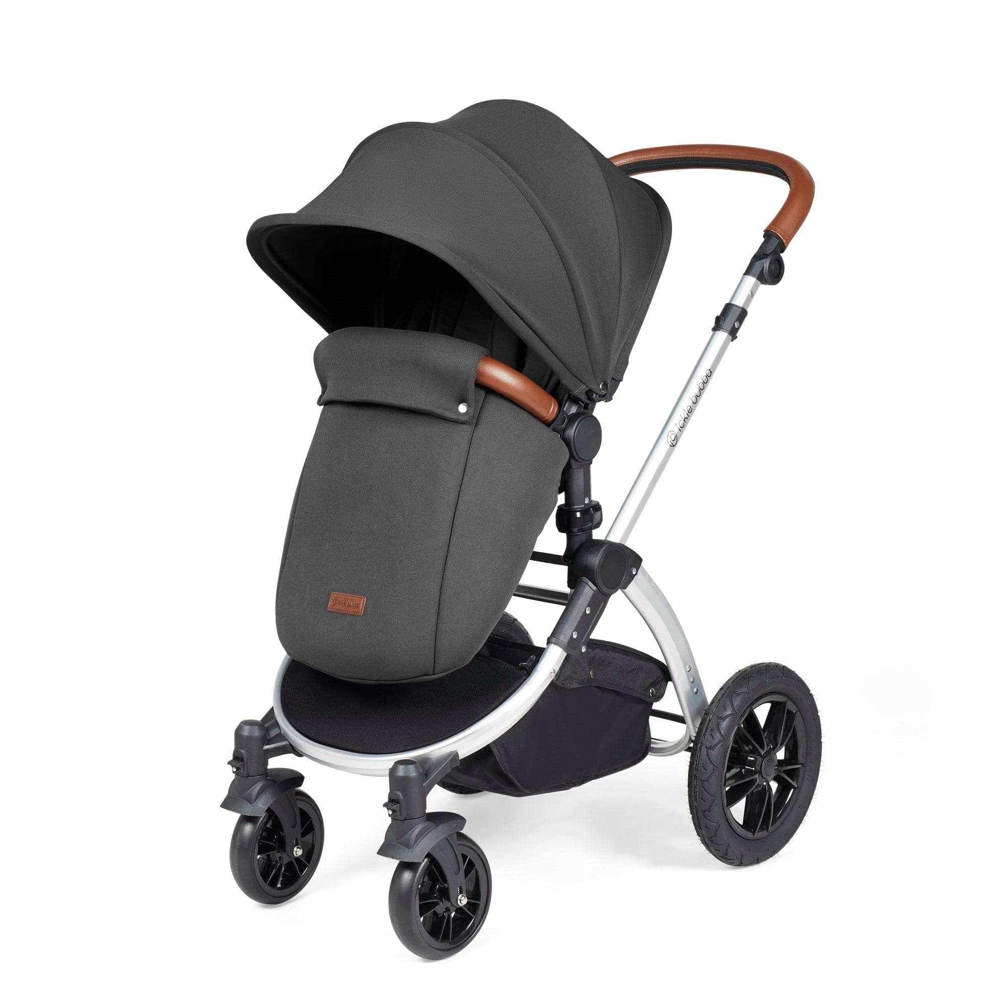 Ickle Bubba Stomp Luxe All-in-One I-Size Travel System With Isofix Base - Silver / Charcoal Grey / Tan -  | For Your Little One
