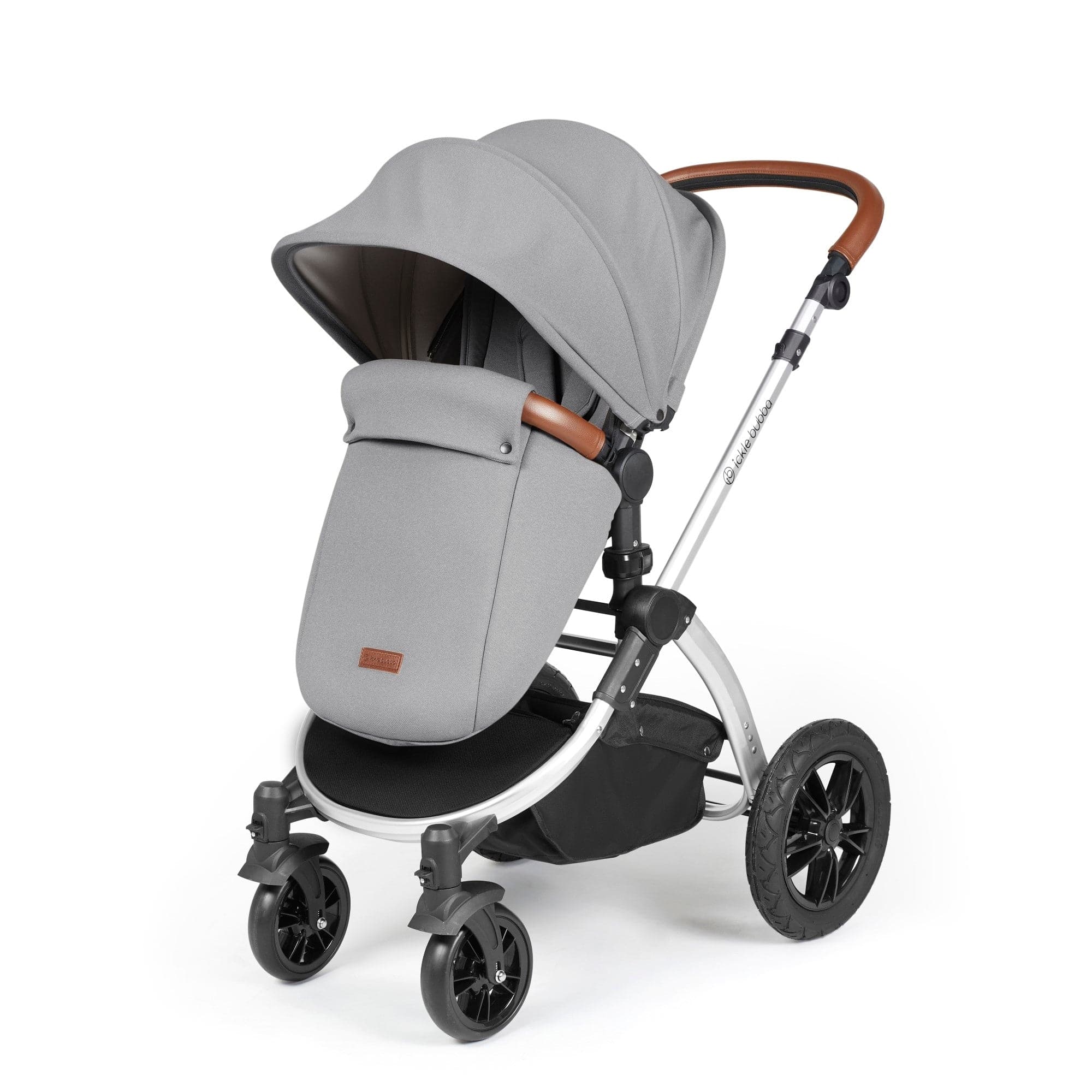 Ickle Bubba Stomp Luxe All-in-One I-Size Travel System With Isofix Base - Silver / Pearl Grey / Tan - For Your Little One