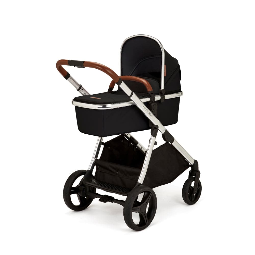 Ickle bubba Eclipse Travel System with Galaxy Car Seat and Isofix Base - Chrome / Jet Black / Tan -  | For Your Little One
