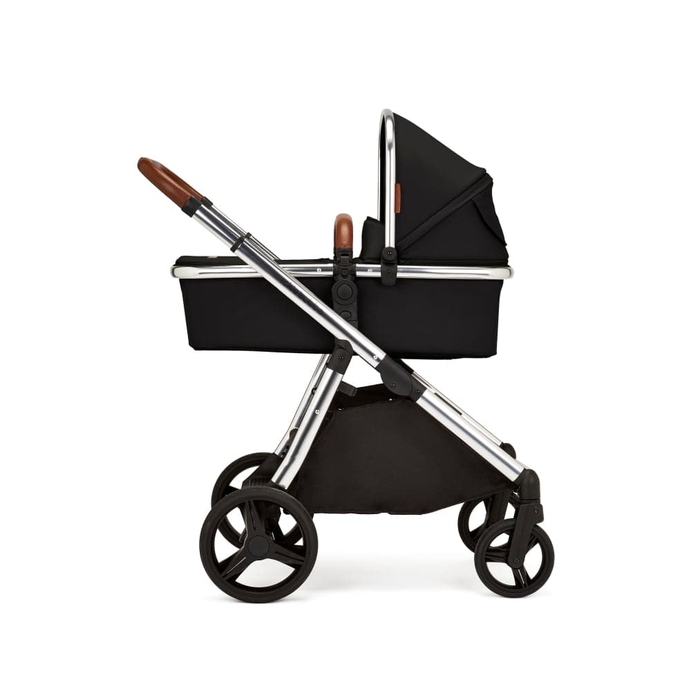 Ickle bubba Eclipse Travel System with Galaxy Car Seat and Isofix Base - Chrome / Jet Black / Tan -  | For Your Little One