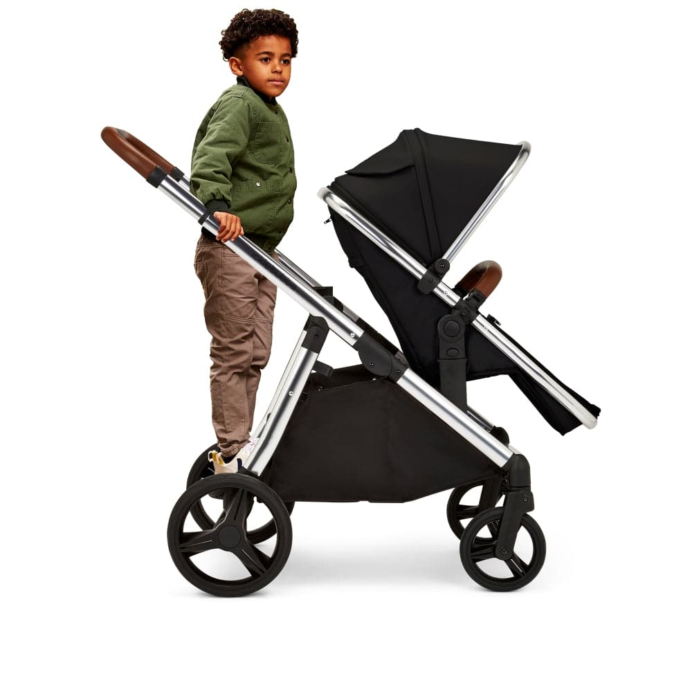 Ickle bubba Eclipse Travel System with Galaxy Car Seat and Isofix Base - Chrome / Jet Black / Tan -  | For Your Little One