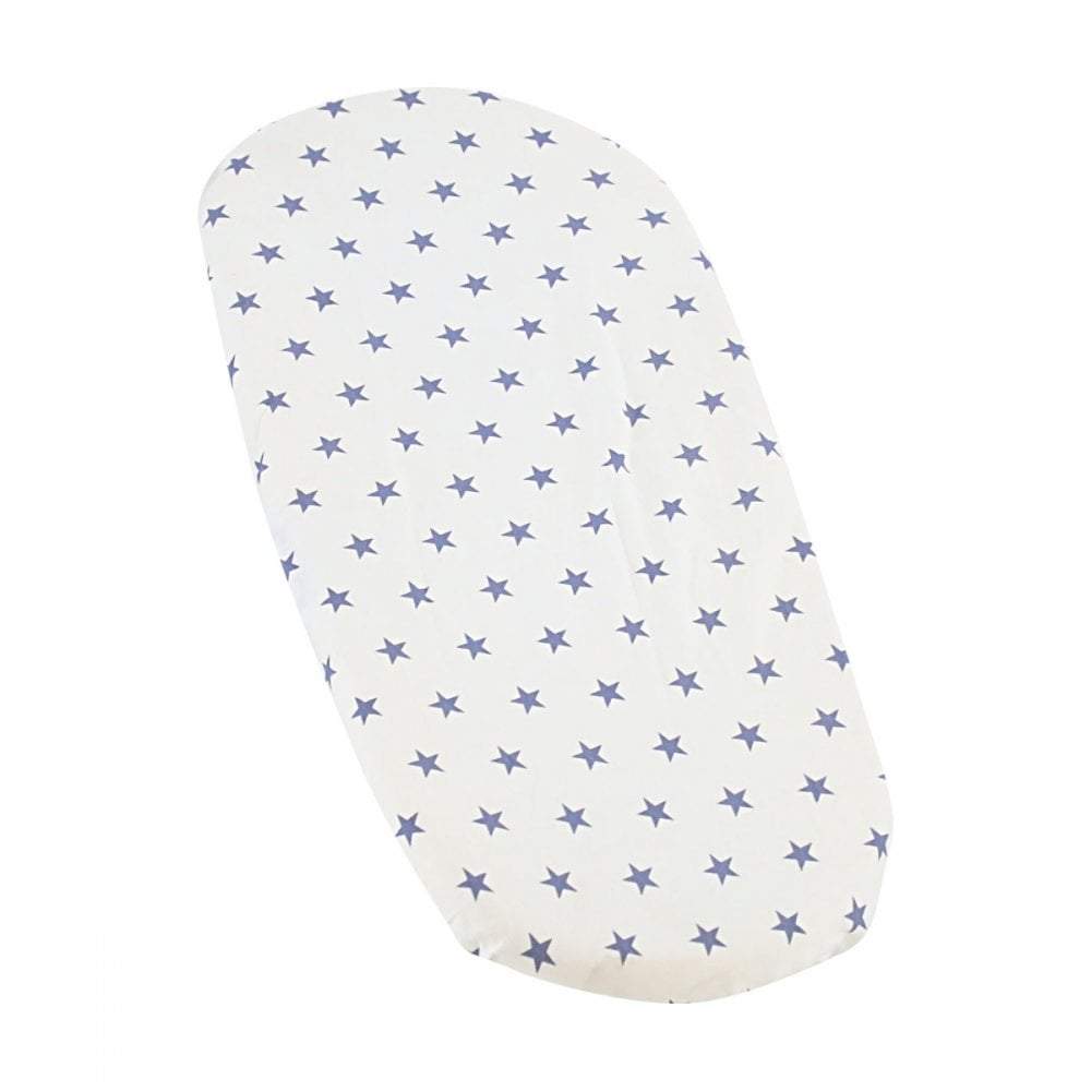 Moses Basket Jersey Fitted Sheet 100% Cotton 75x30cm - Blue Star | For Your Little One