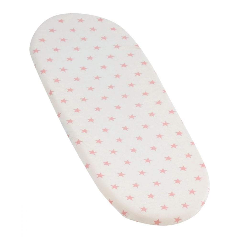 Moses Basket Jersey Fitted Sheet 100% Cotton 75x30cm - Pink Star | For Your Little One