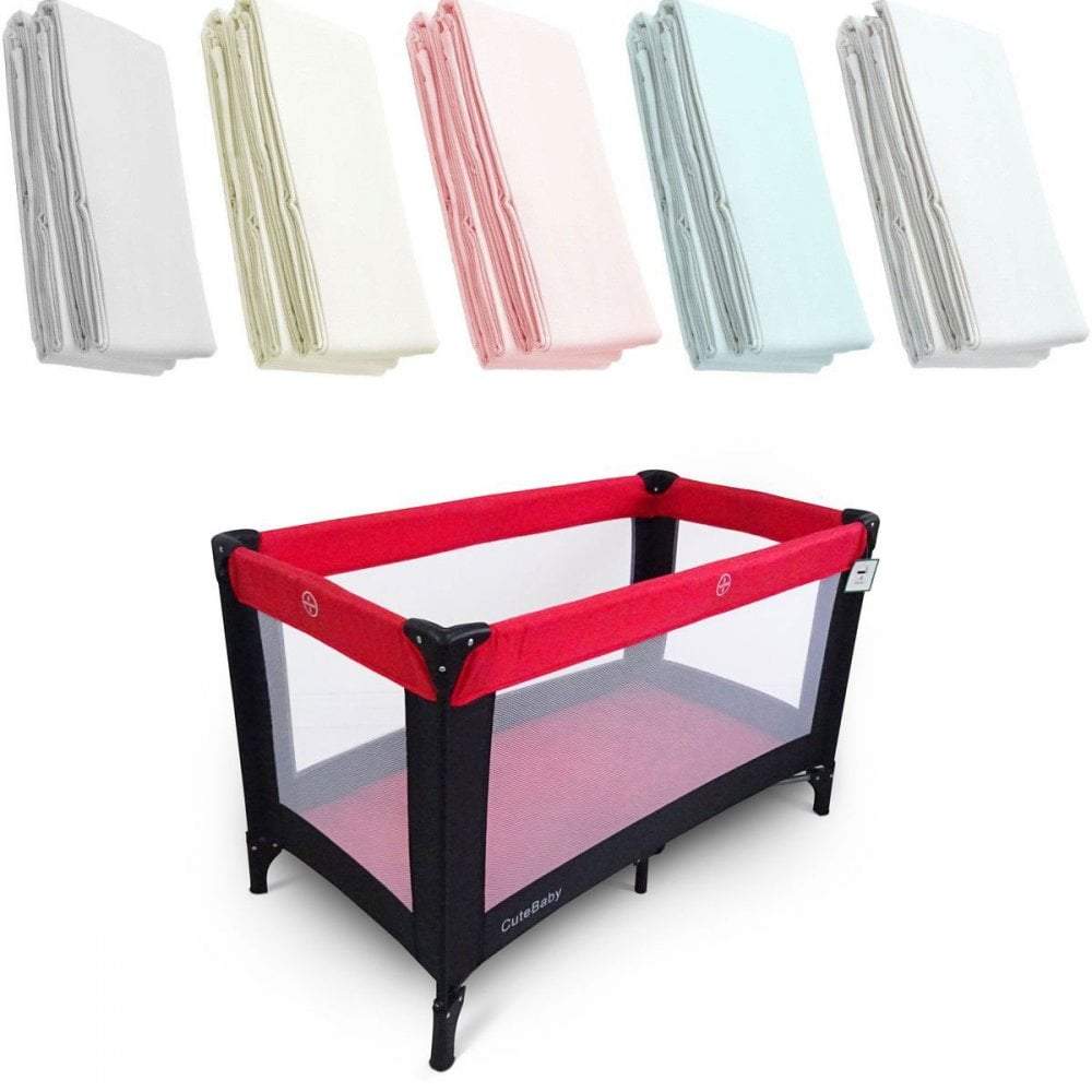 2x Travel Cot Fitted Sheet 100% Cotton 95x65cm -  | For Your Little One