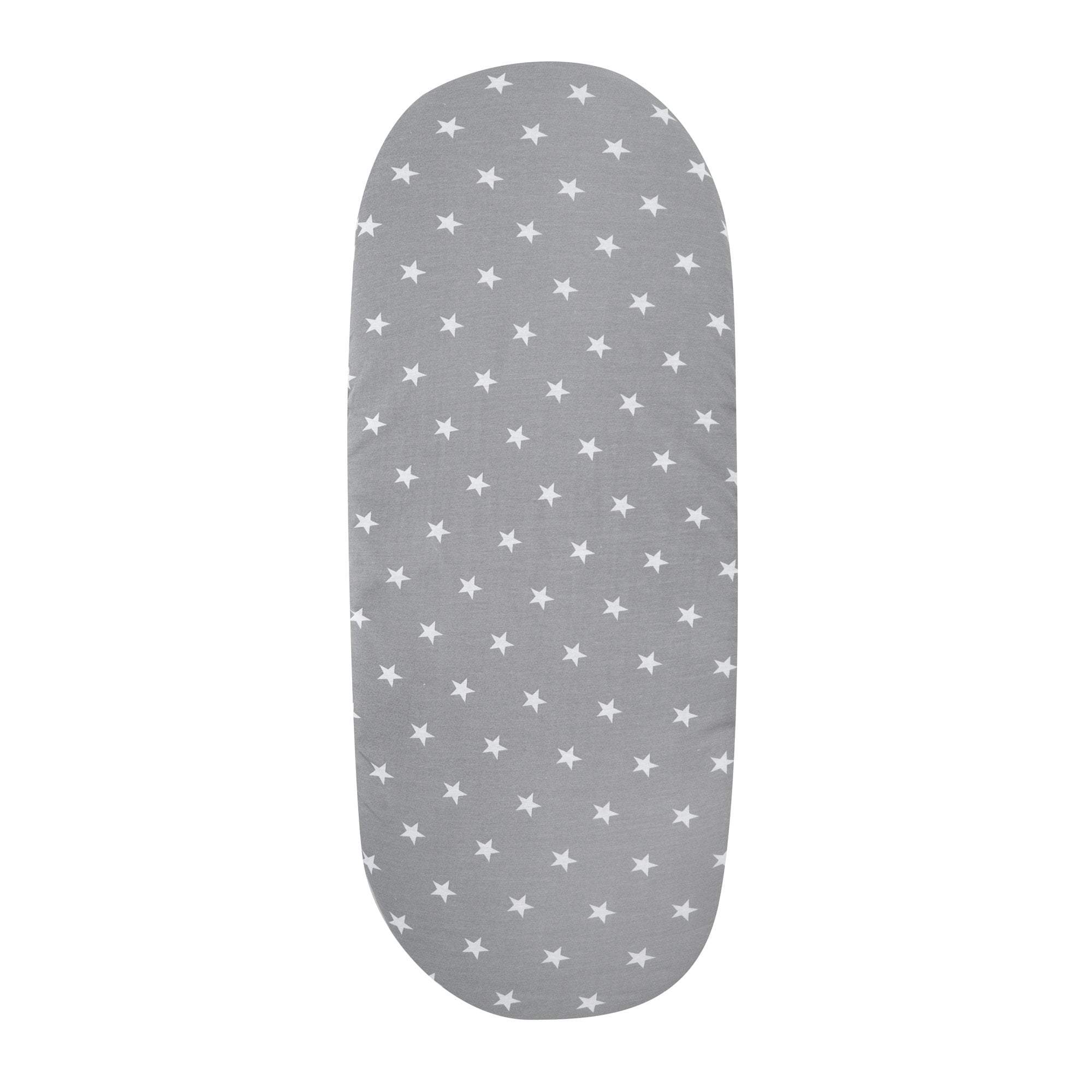 Moses Basket Jersey Fitted Sheet 100% Cotton 75x30cm - Grey with White Star | For Your Little One