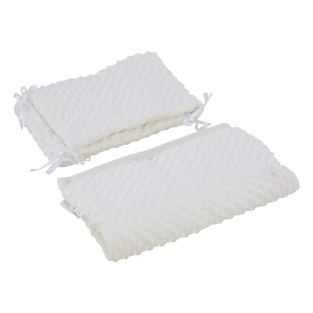 2pc Dimple Crib/Cradle Quilt & Bumper Bedding Set - White | For Your Little One