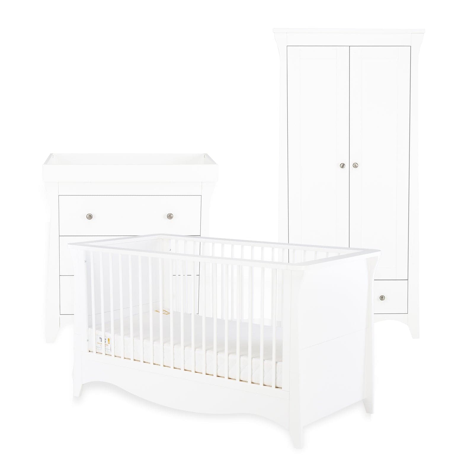 Cuddleco Clara 3 Piece Nursery Furniture Set (Cot Bed, Dresser & Wardrobe) - White -  | For Your Little One