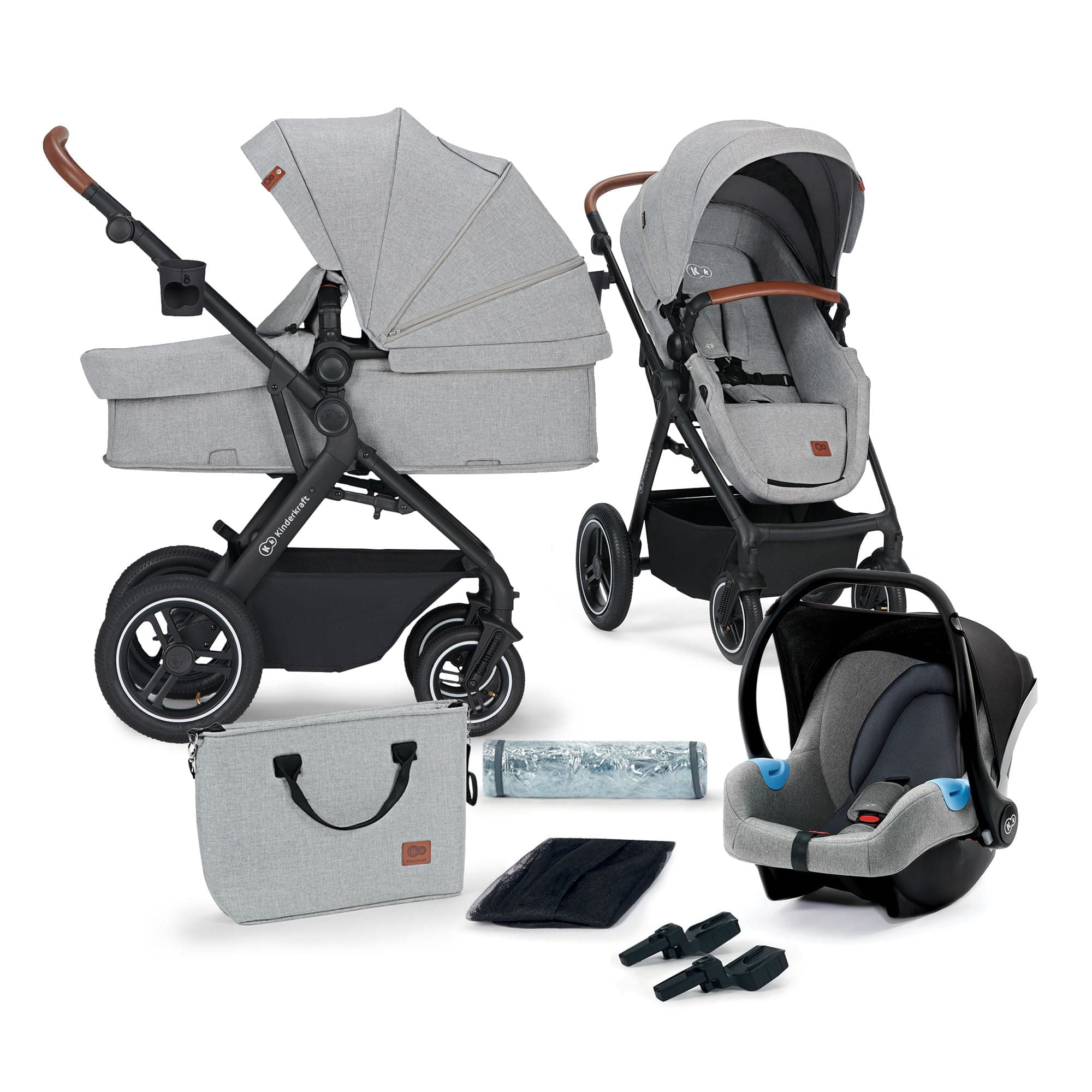 Kinderkraft Travel System Pushchair 3in1 B-TOUR - Light Grey -  | For Your Little One
