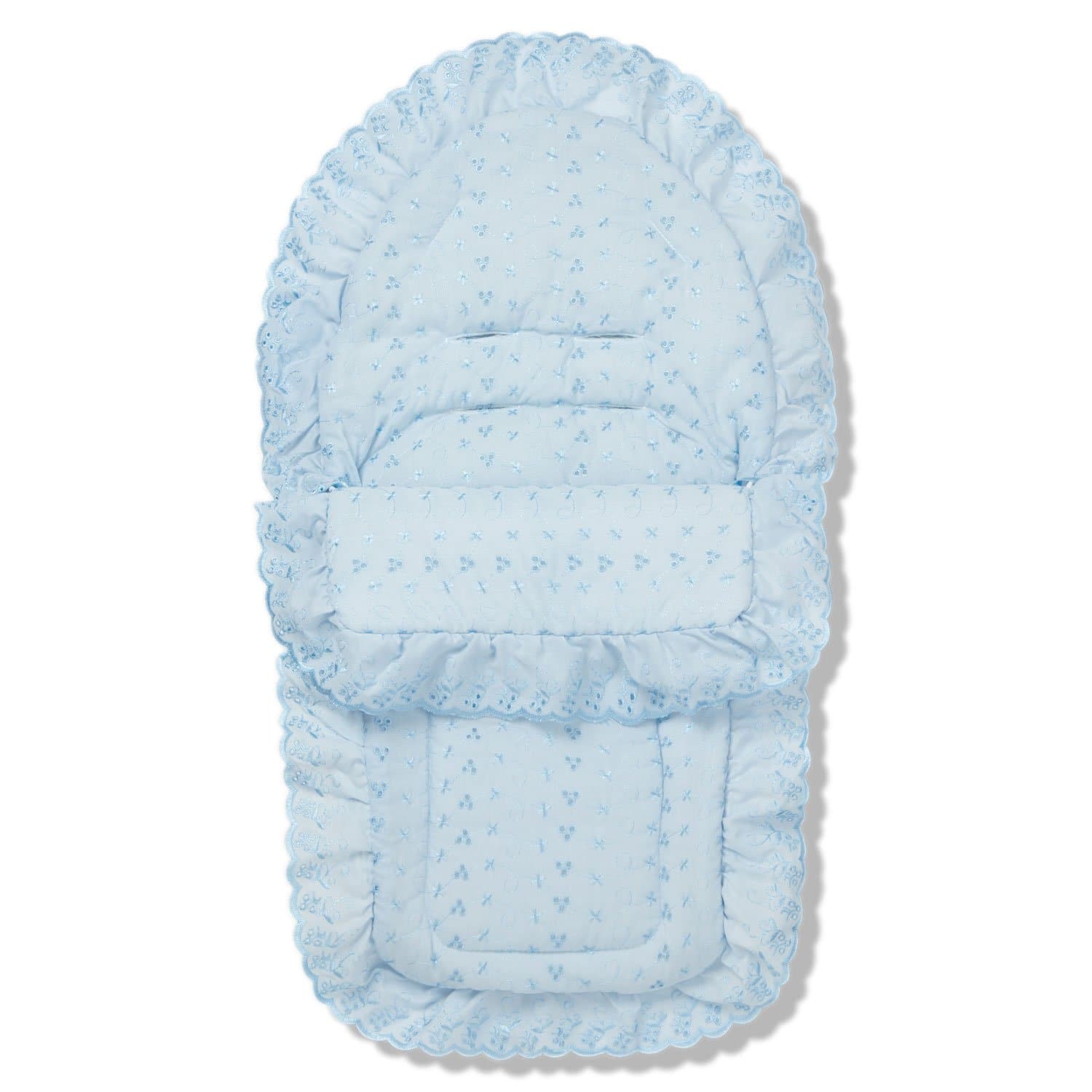 Universal Broderie Anglaise Car Seat Footmuff / Cosy Toes - Blue / Fits All Models | For Your Little One