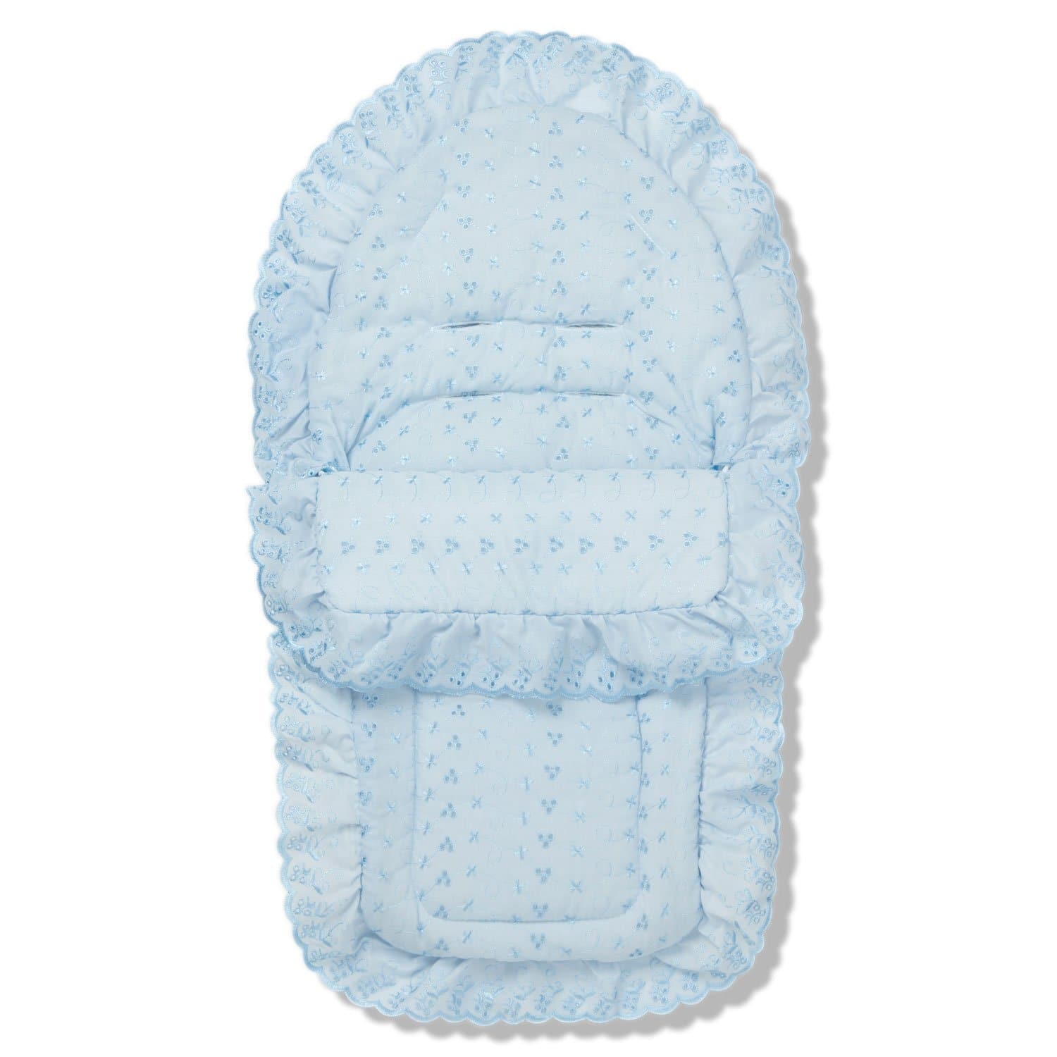Broderie Anglaise Car Seat Footmuff / Cosy Toes Compatible with My Child - Blue / Fits All Models | For Your Little One