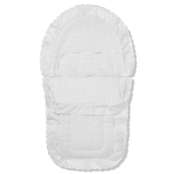 Broderie Anglaise Car Seat Footmuff / Cosy Toes Compatible with Doona White Fits All Models 