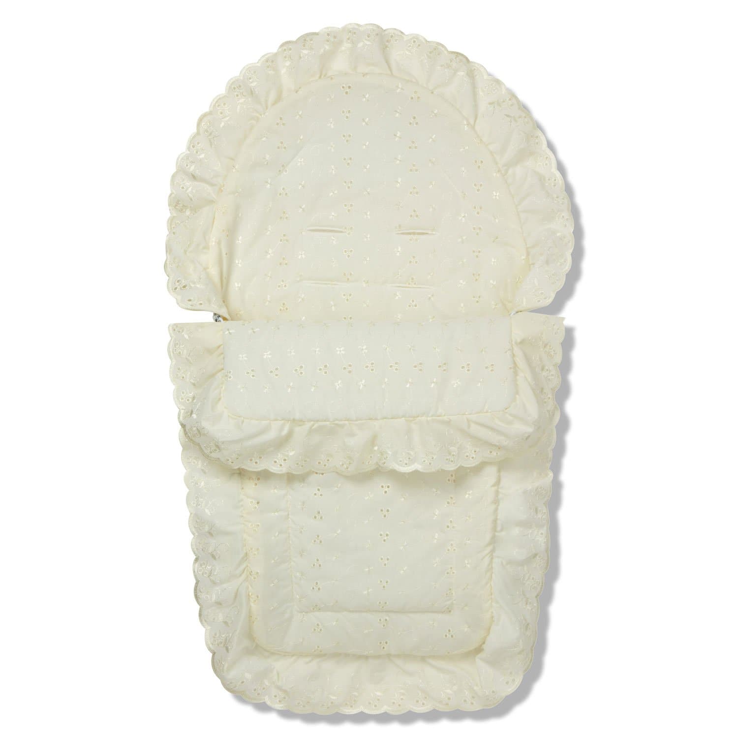 Universal Broderie Anglaise Car Seat Footmuff / Cosy Toes - Cream / Fits All Models | For Your Little One