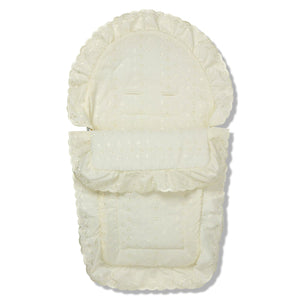 Broderie Anglaise Car Seat Footmuff / Cosy Toes Compatible with Doona Cream Fits All Models 