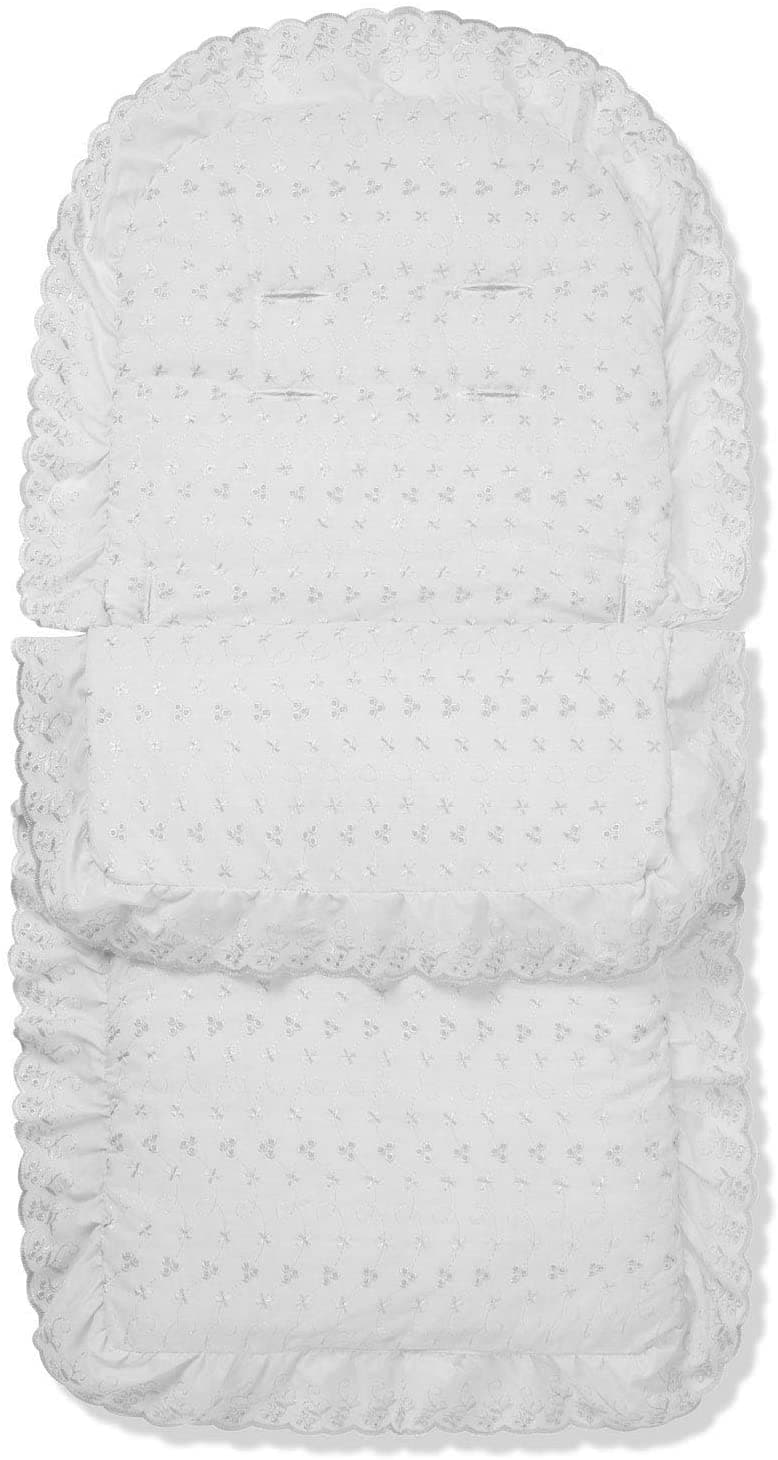 Universal Broderie Anglaise Pushchair Footmuff / Cosy Toes - Fits All Pushchairs / Prams And Buggies - White / Fits All Models | For Your Little One