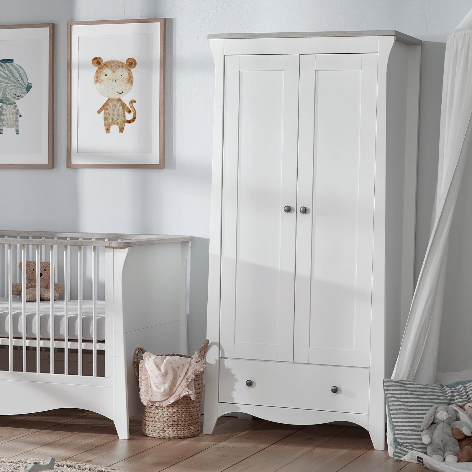 Cuddleco Clara 3 Piece Nursery Furniture Set - White & Ash -  | For Your Little One