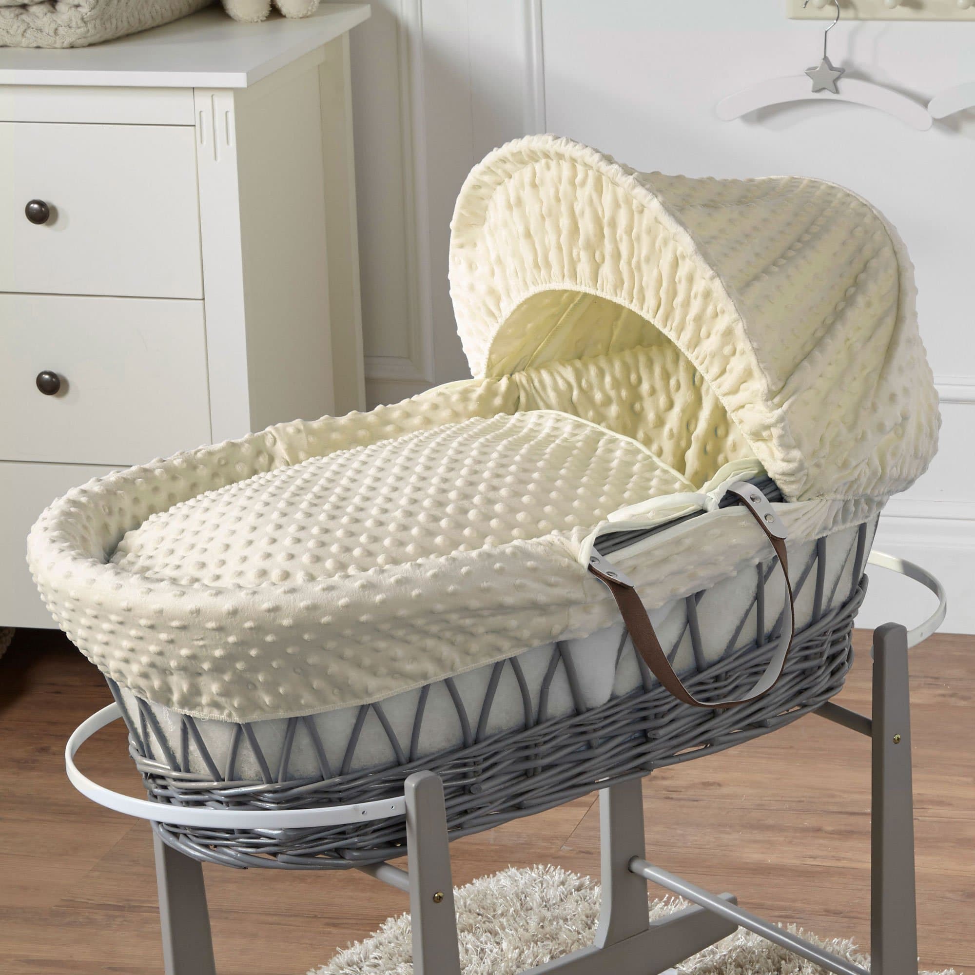 Wicker Moses Basket - Grey / Dimple / Cream | For Your Little One