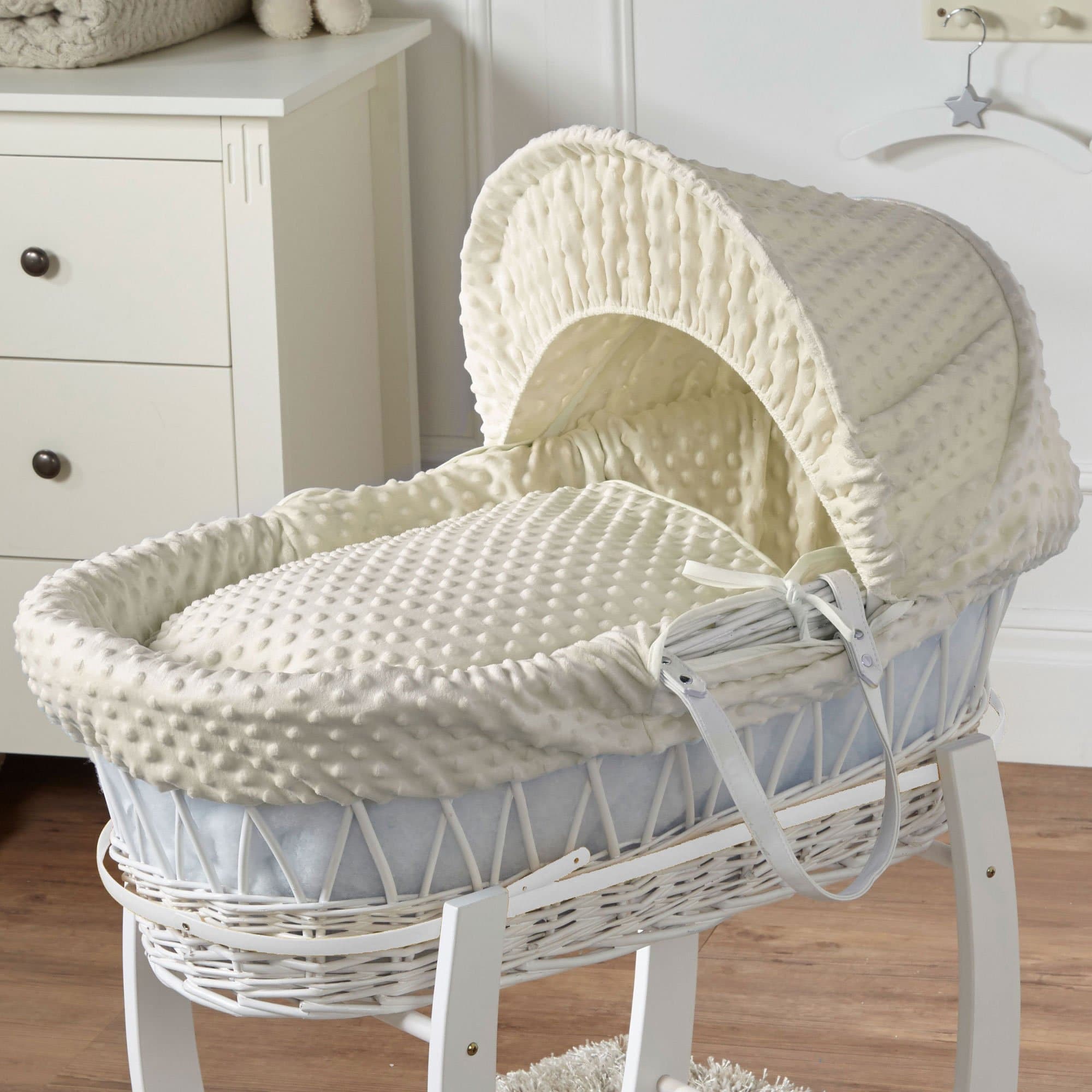 Wicker Moses Basket - White / Dimple / Cream | For Your Little One