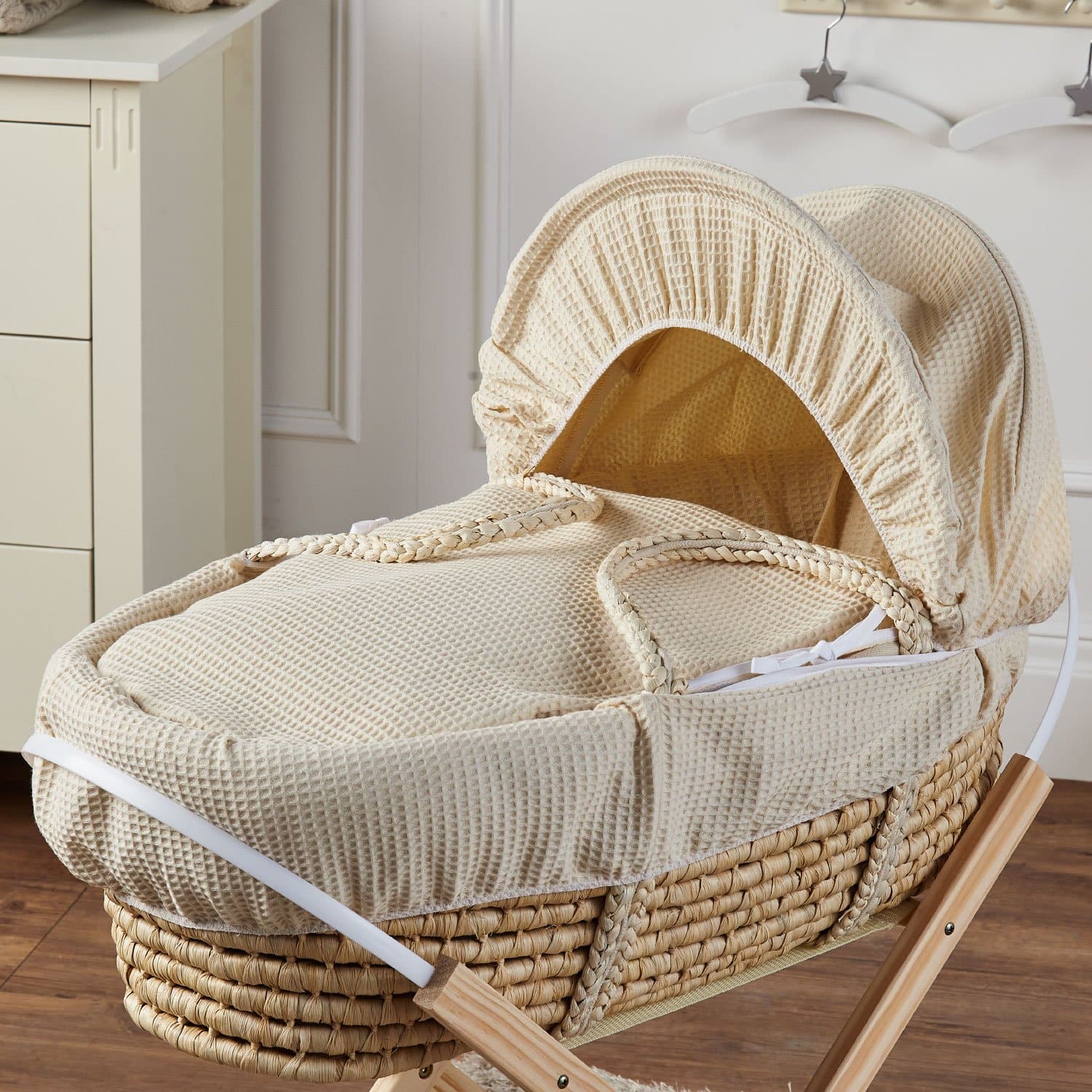 Palm Moses Basket - Waffle / Cream | For Your Little One