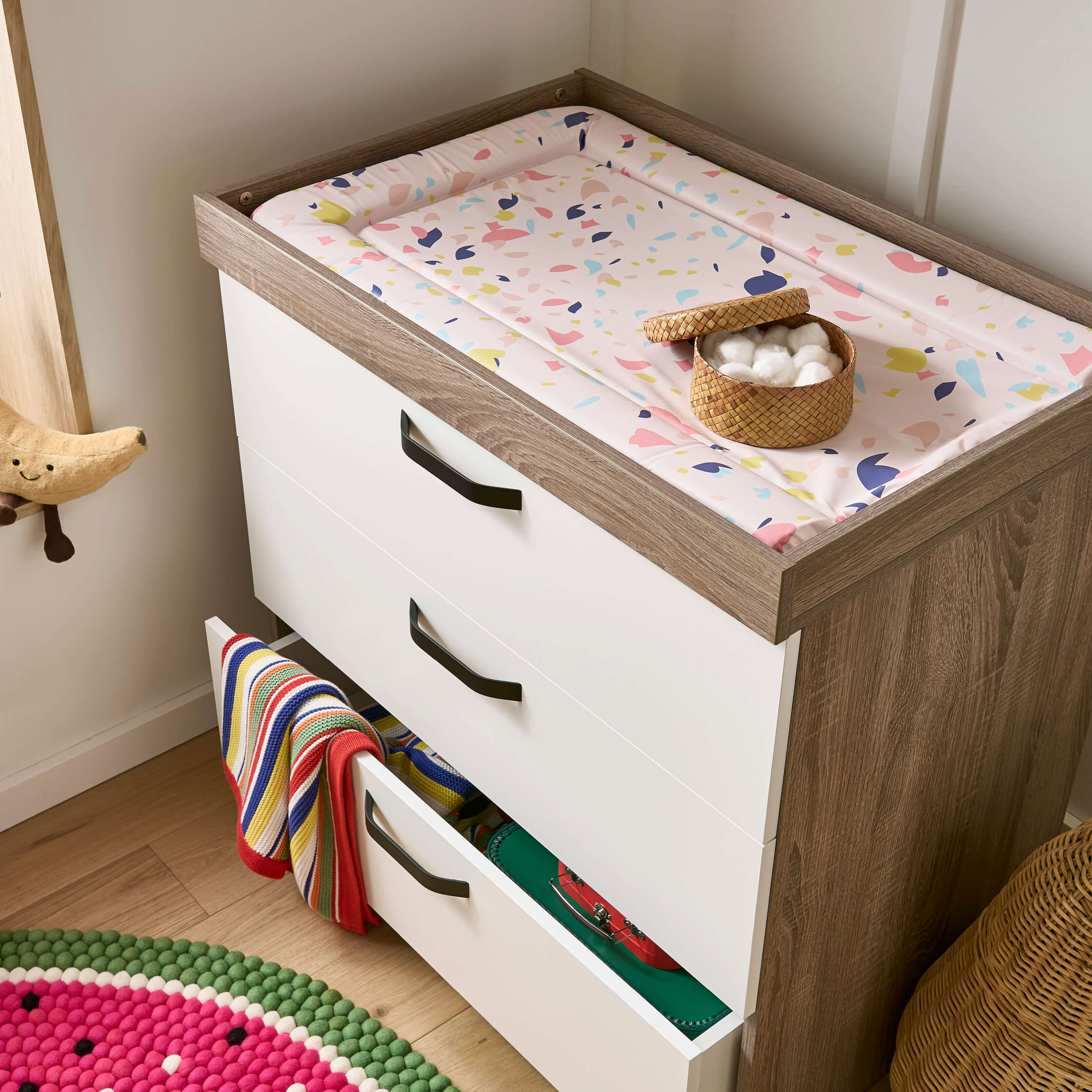 Cuddleco Enzo 3 Piece Nursery Furniture Set - Truffle Oak & White -  | For Your Little One