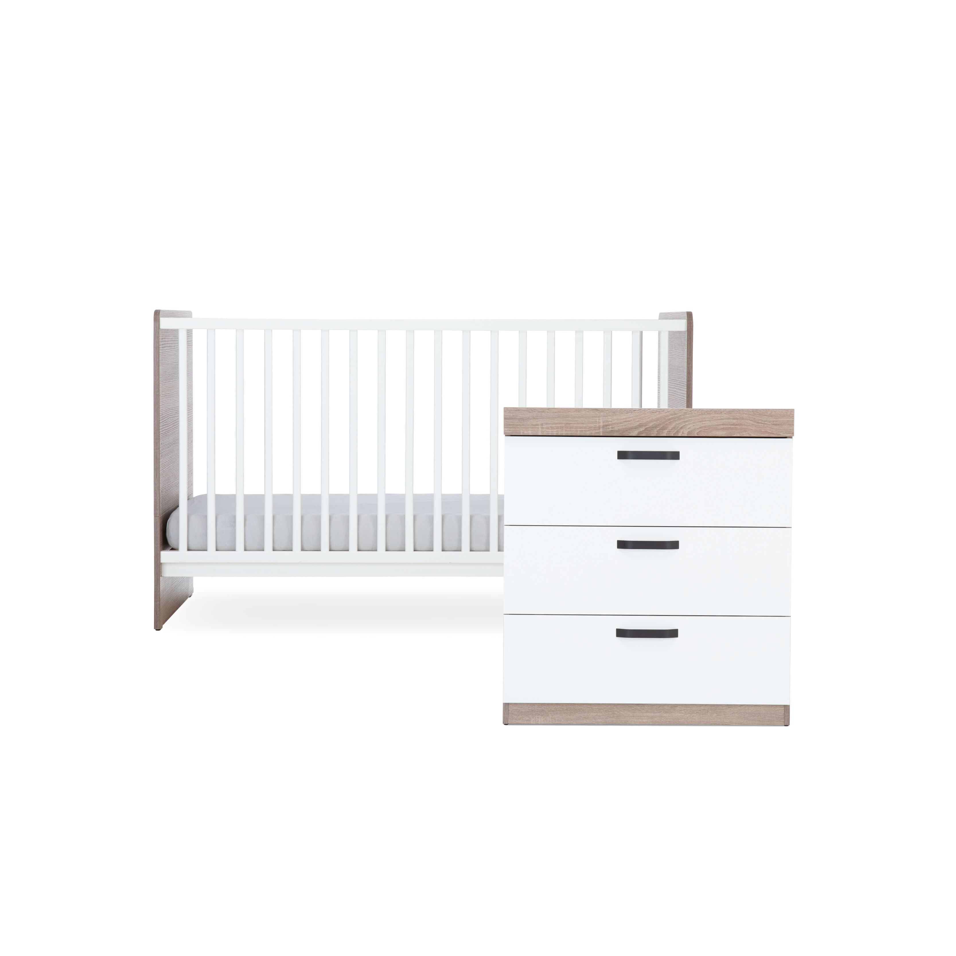 Cuddleco Enzo 2 Piece Nursery Furniture Set - Truffle Oak & White -  | For Your Little One