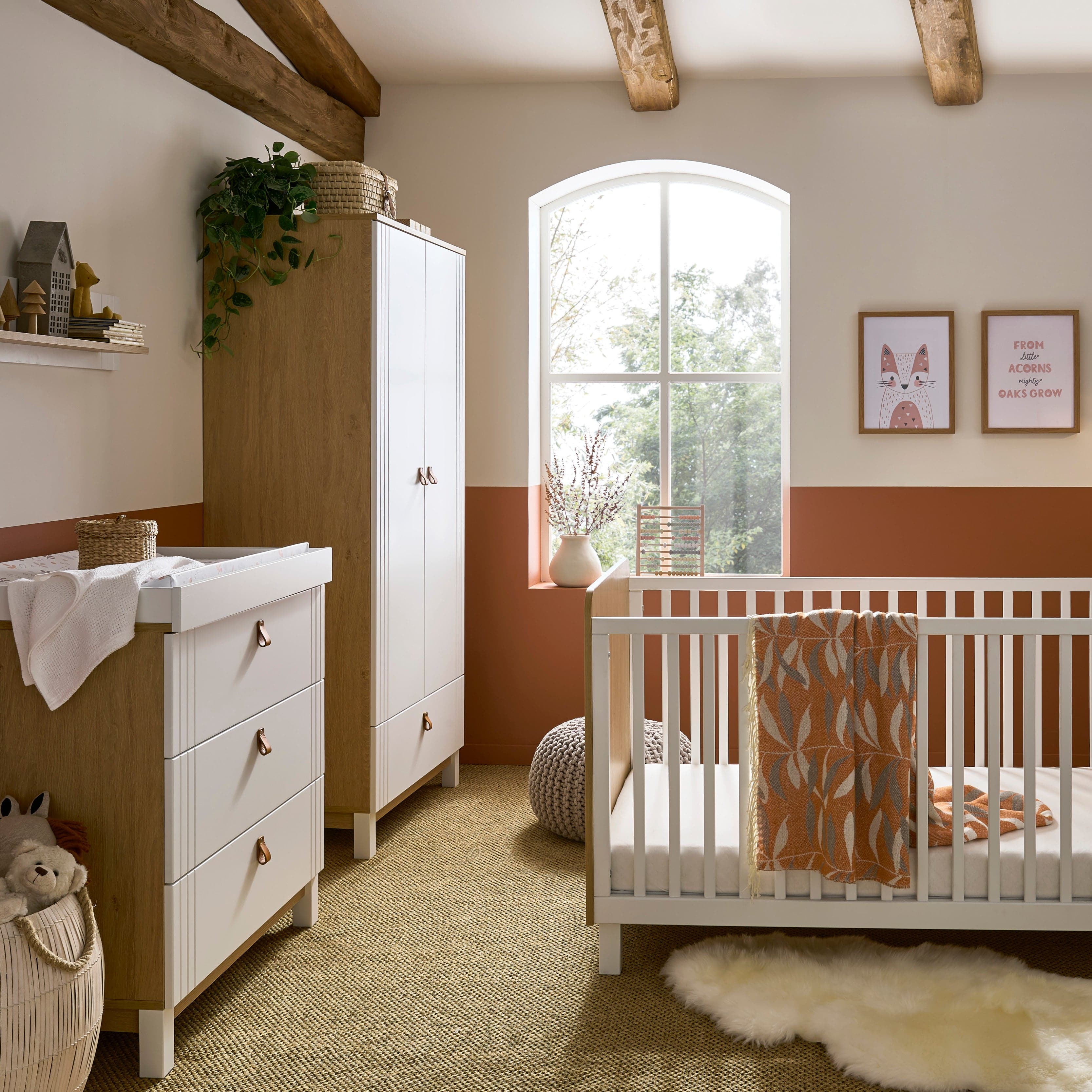Cuddleco Rafi 3 Piece Nursery Furniture Set - Oak & White -  | For Your Little One