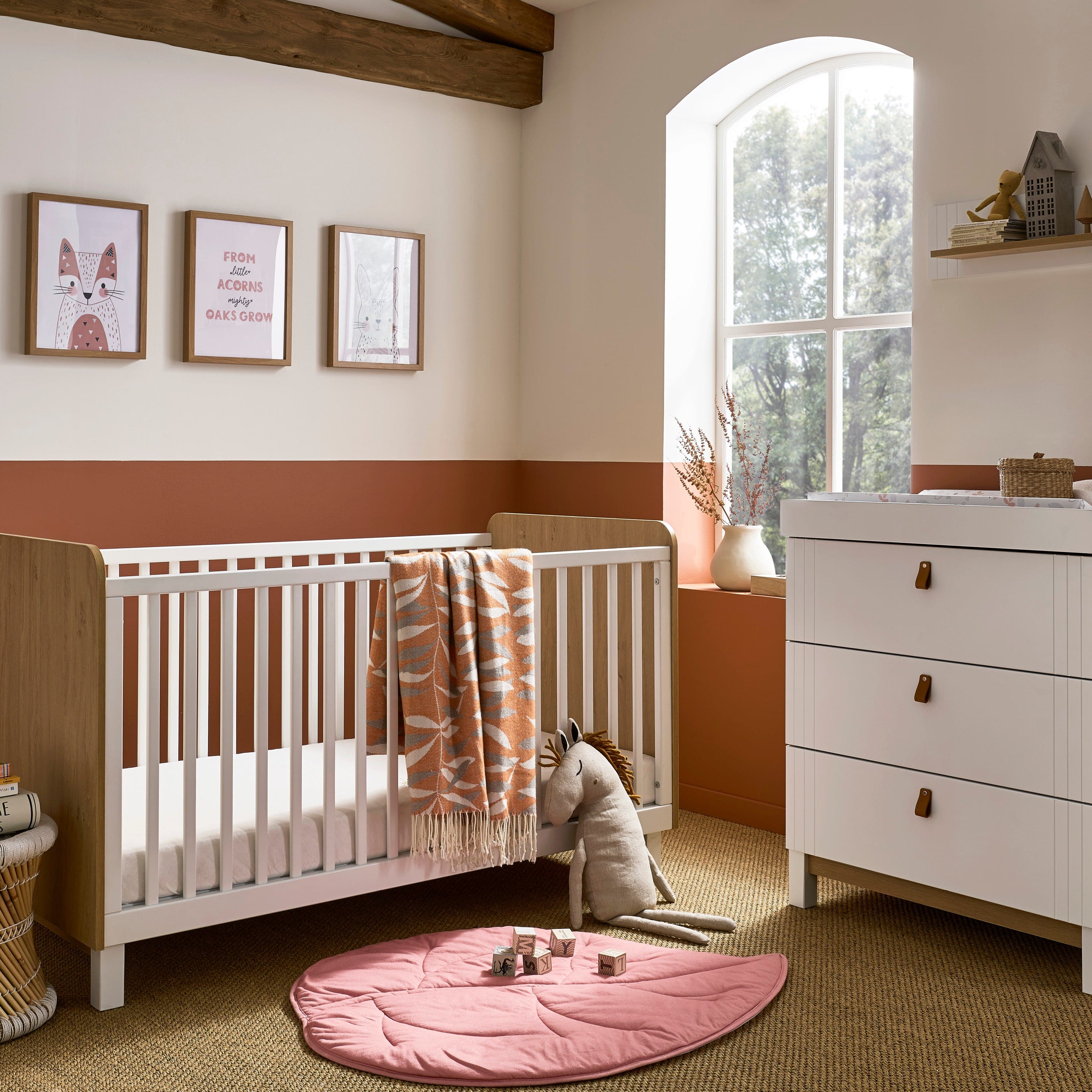 Cuddleco Rafi 2 Piece Nursery Furniture Set - Oak & White - For Your Little One
