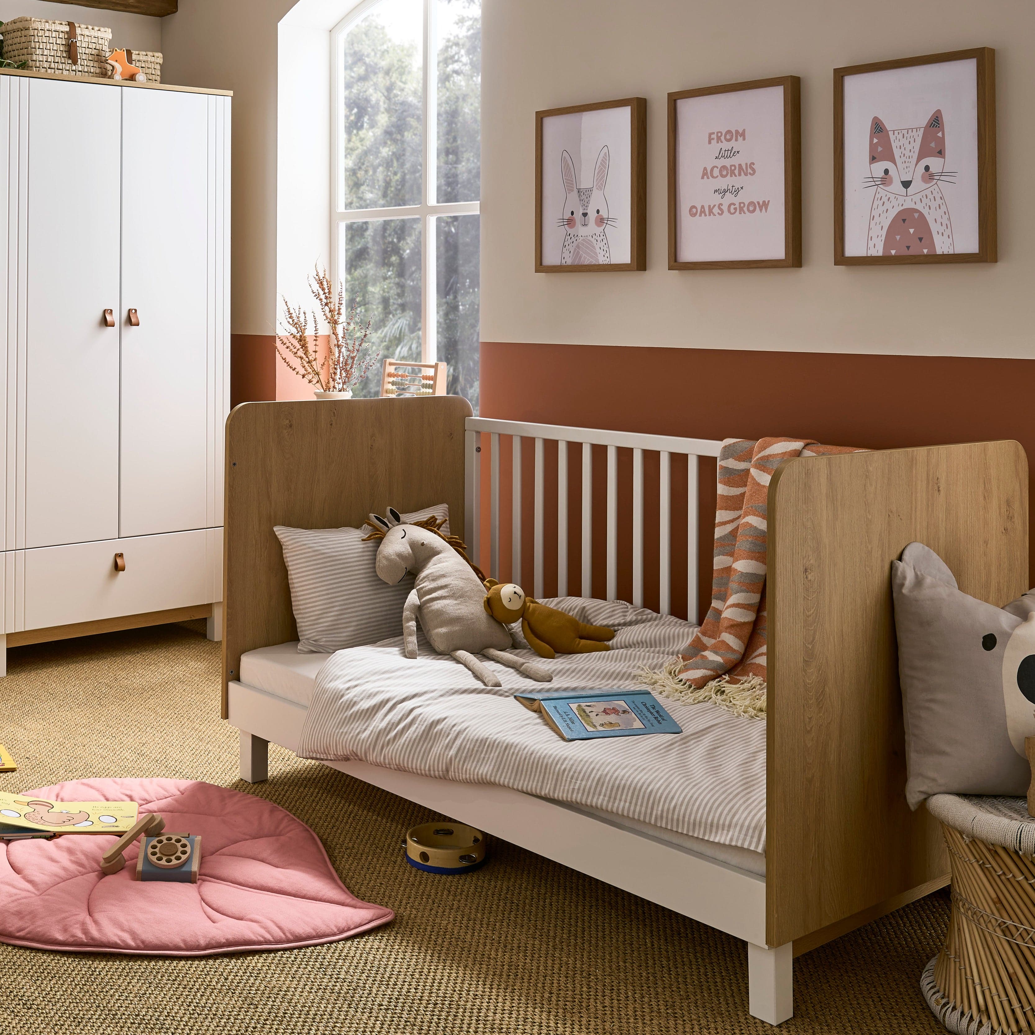 Cuddleco Rafi 3 Piece Nursery Furniture Set - Oak & White -  | For Your Little One