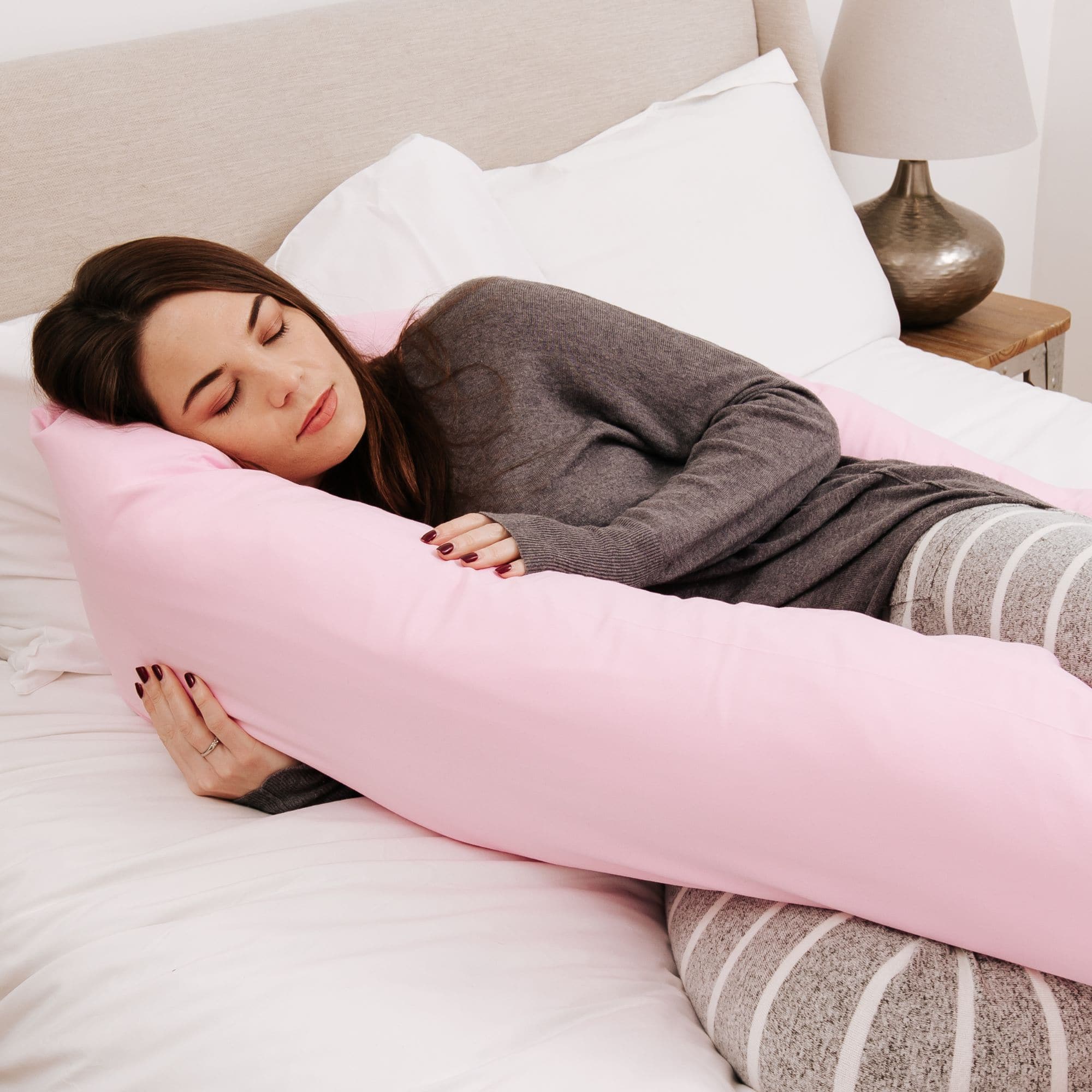 12 Ft Maternity Pillow And Case - Light Pink   