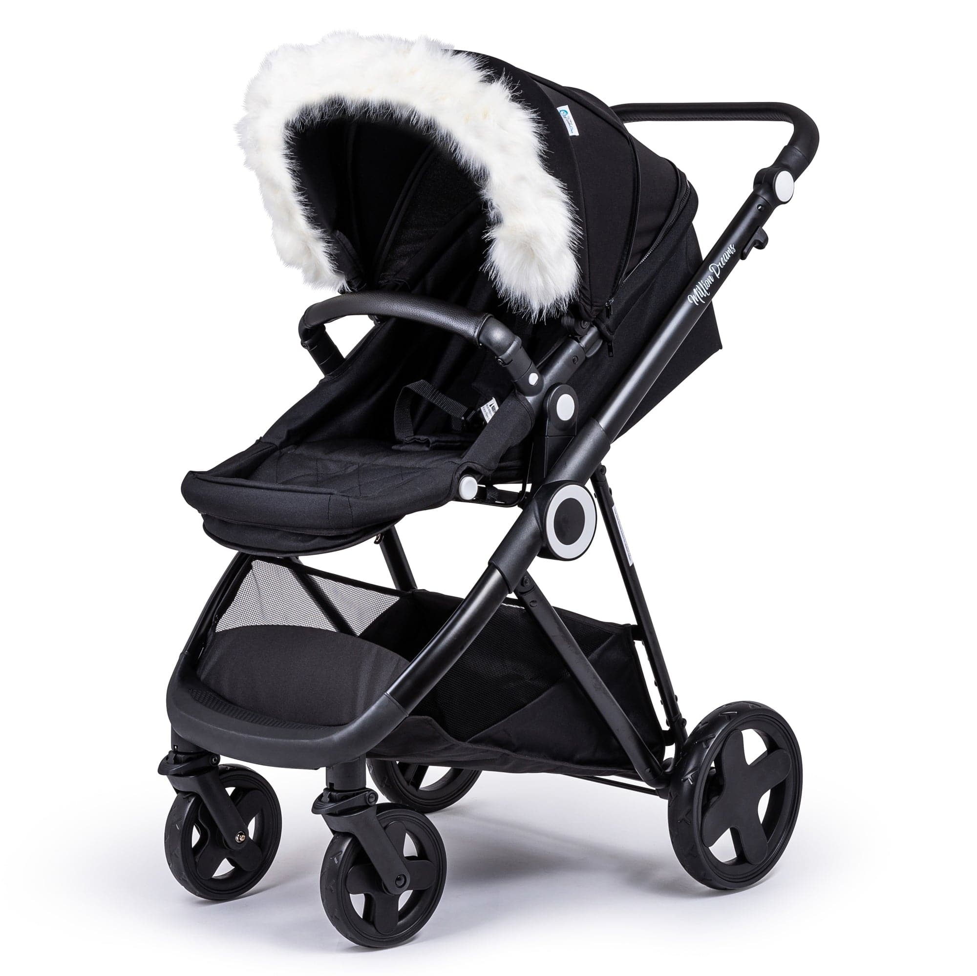 Pram Fur Hood Trim Attachment For Pushchair Compatible with Orbit Baby - White / Fits All Models | For Your Little One