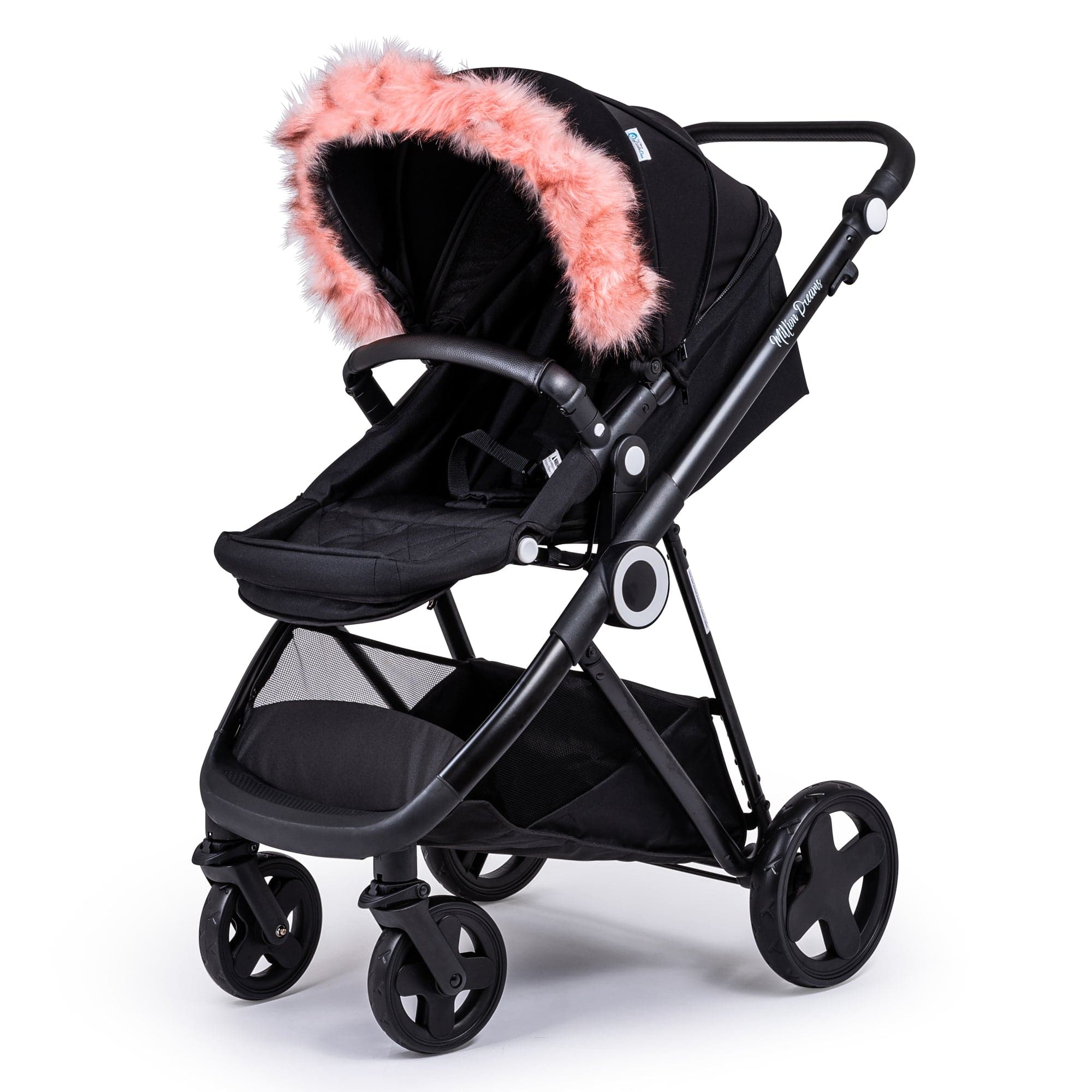 Pram Fur Hood Trim Attachment For Pushchair Compatible with Nuna - Pink / Fits All Models | For Your Little One