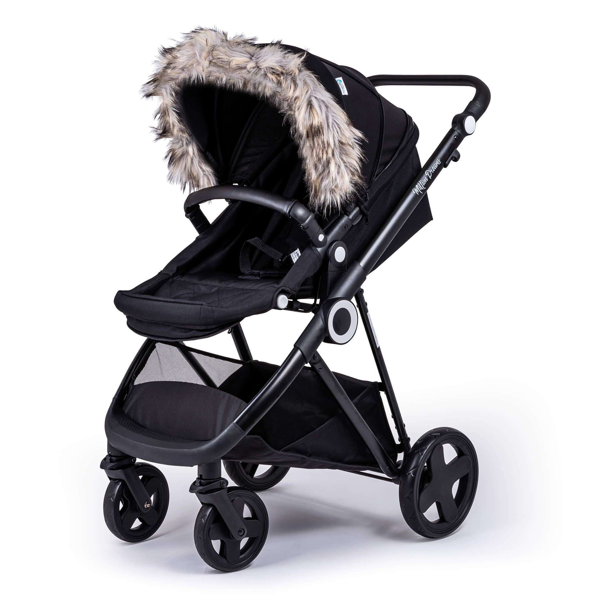 Pram Fur Hood Trim Attachment for Pushchair Compatible with Casual - For Your Little One